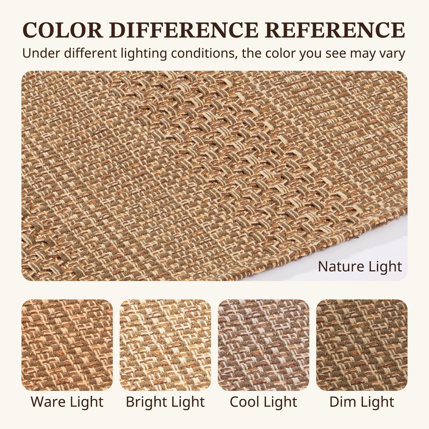 MatEssenz 2x3 Textured Washable Entry Rug, Natural Woven Low-Profile Door Mat with Non-Slip TPR Backing, Brown, for Entryway, Kitchen, Laundry Room