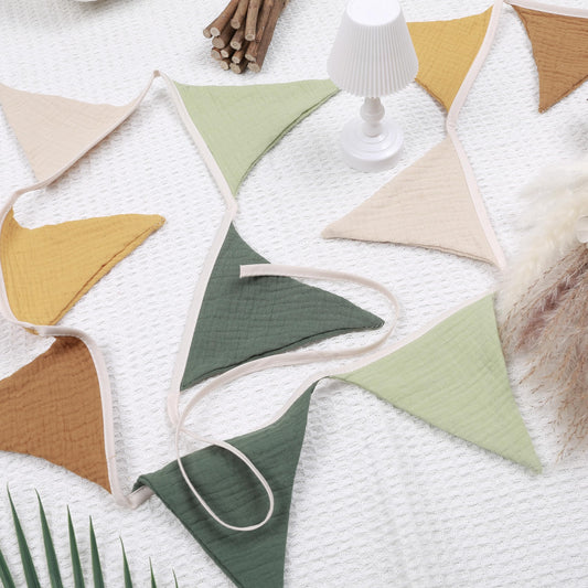 Pennant Banner Flags,Infant and toddler room decoration pennant,for Nursery Decor Baby Birthday Boho Wedding Shower Party Event (Colorful Green Banner)