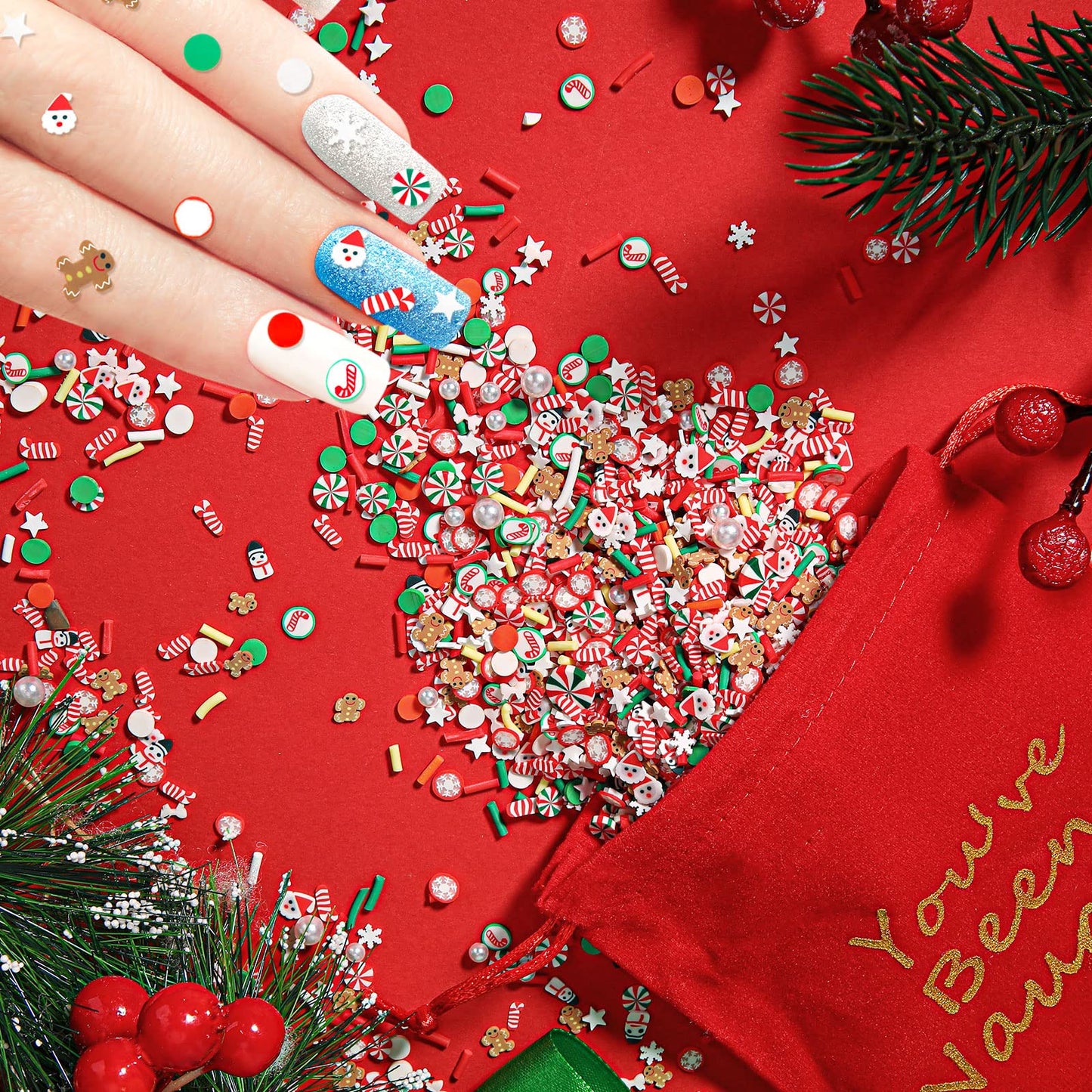 BBTO 250 Grams Christmas Fake Chocolate Candy Sprinkles Tiny Polymer Clay Embellishments Xmas Polymer Slices Soft Clay DIY Decoration for Resin Nail Scrapbook Charm DIY Art Crafts Making Supply
