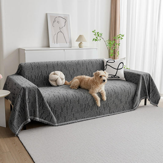 MYSKY HOME Couch Covers for Sofa, Dog Couch Cover Protector, Dark Grey Lines Sofa Covers for Sectional L Shape, Pets Couch Throw Cover Washable Durable Large Couch Cover for Dogs, Cats, 71" X118"