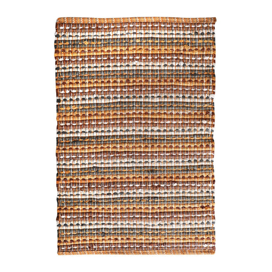 Cotton Hand Made Area Rug 2x3 Feet - Mustard, Reversible Farmhouse Woven Throw Indoor Floor Carpet Ideal for Entryway, Kitchen, Bedroom | Decorative Doorway Patio Décor Mat for Furniture Space