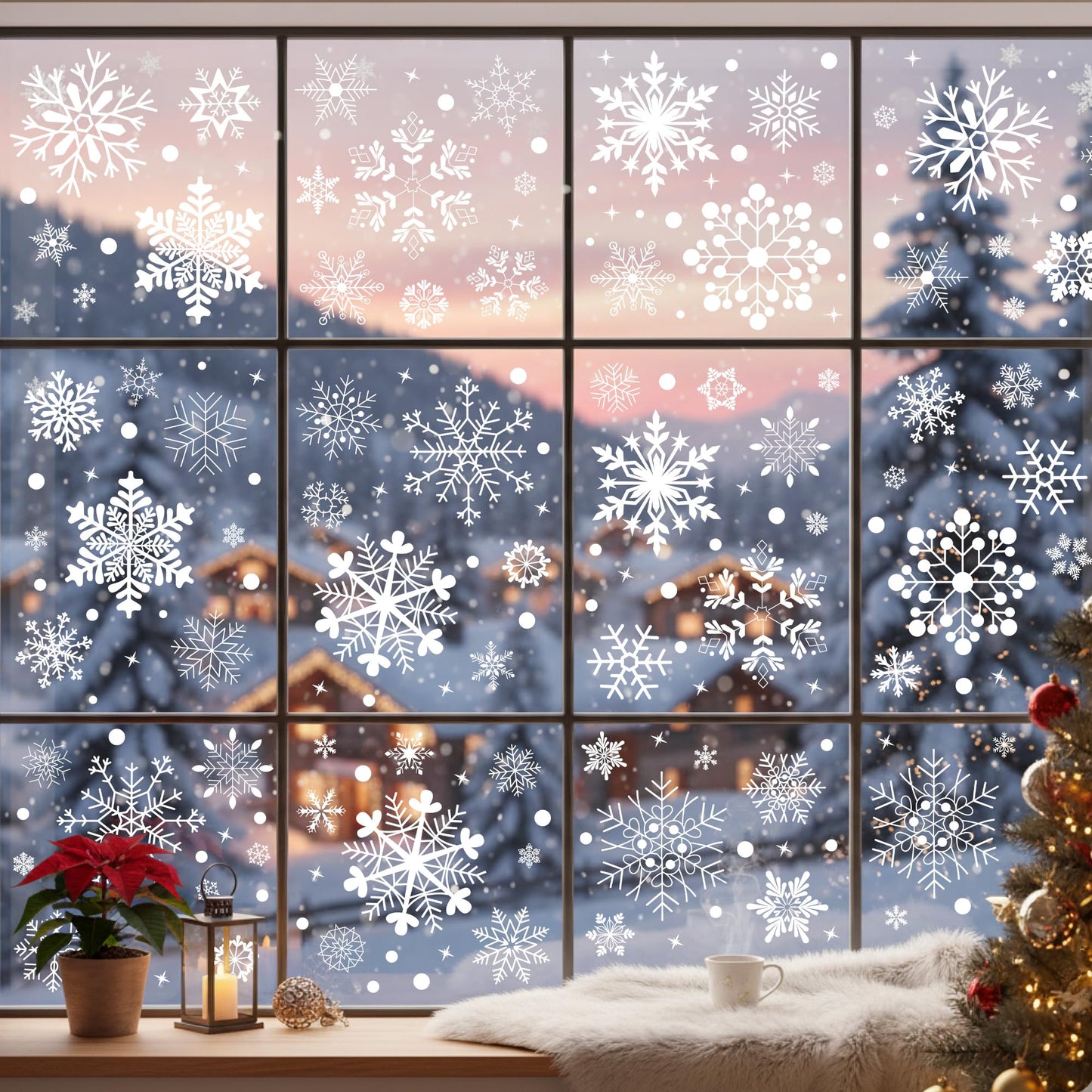 Snowflake Window Clings Stickers | 456Pcs Snowflake Clings Window Decal Christmas Decorations Christmas Stickers Winter Xmas Decorations Indoor Outdoor Glass Accesories Decor Supplies