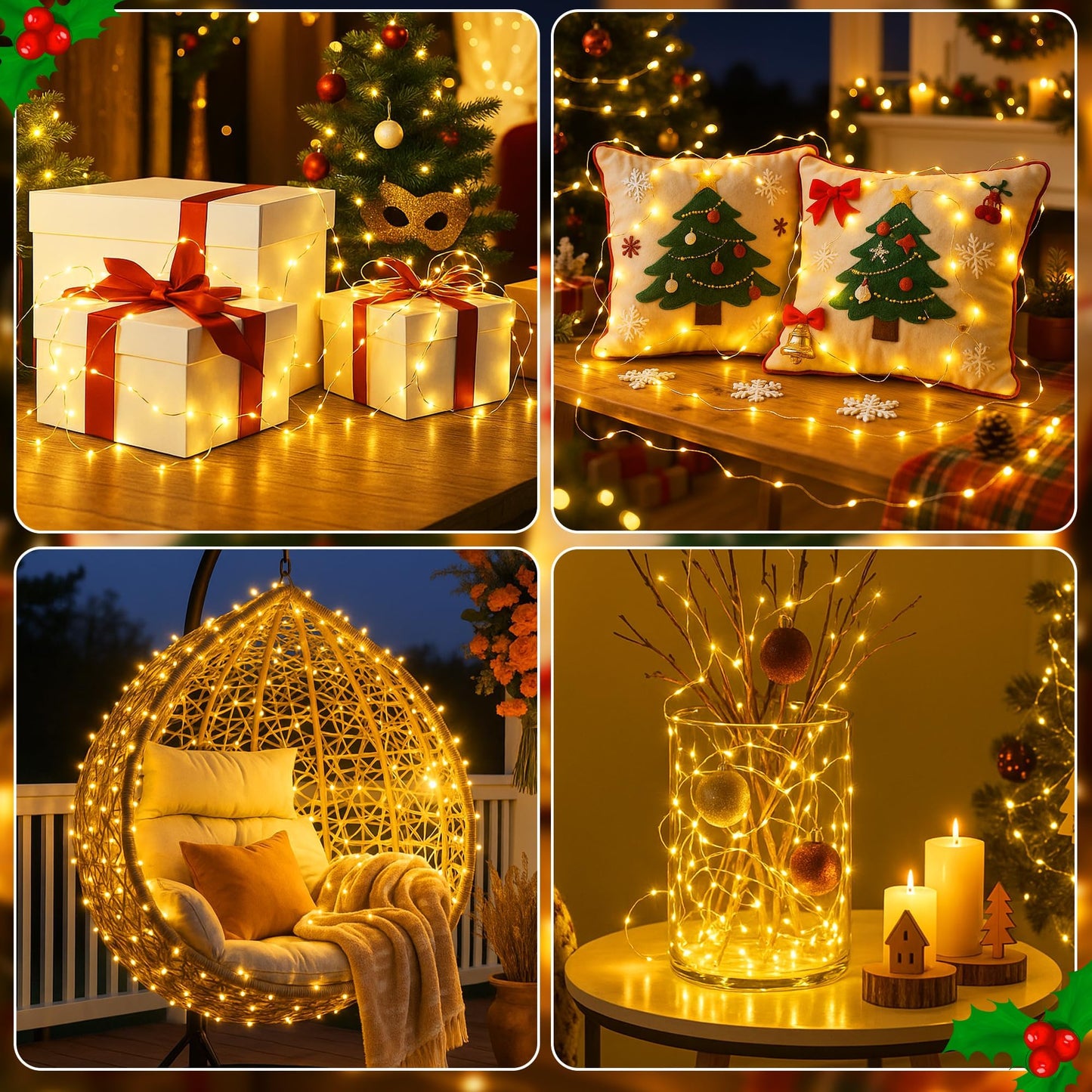 Fairdeer 16FT 50 LED Fairy Lights Battery Operated with Timer, 8 Modes USB Mini Twinkle Light, Small String Lights for Tree Wreath Vase Bedroom DIY Holiday Wedding Mothers Day Decorations-Warm White