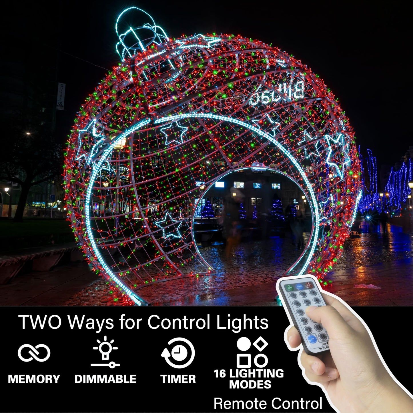 LAMPHOME Red and Green Christmas Lights, 66ft 200 LED String Lights,16 Modes Twinkle Fairy Light Plug in Waterproof for Indoor Outdoor,Christmas Tree Light for Holiday,Wedding Party,Xmas Decor