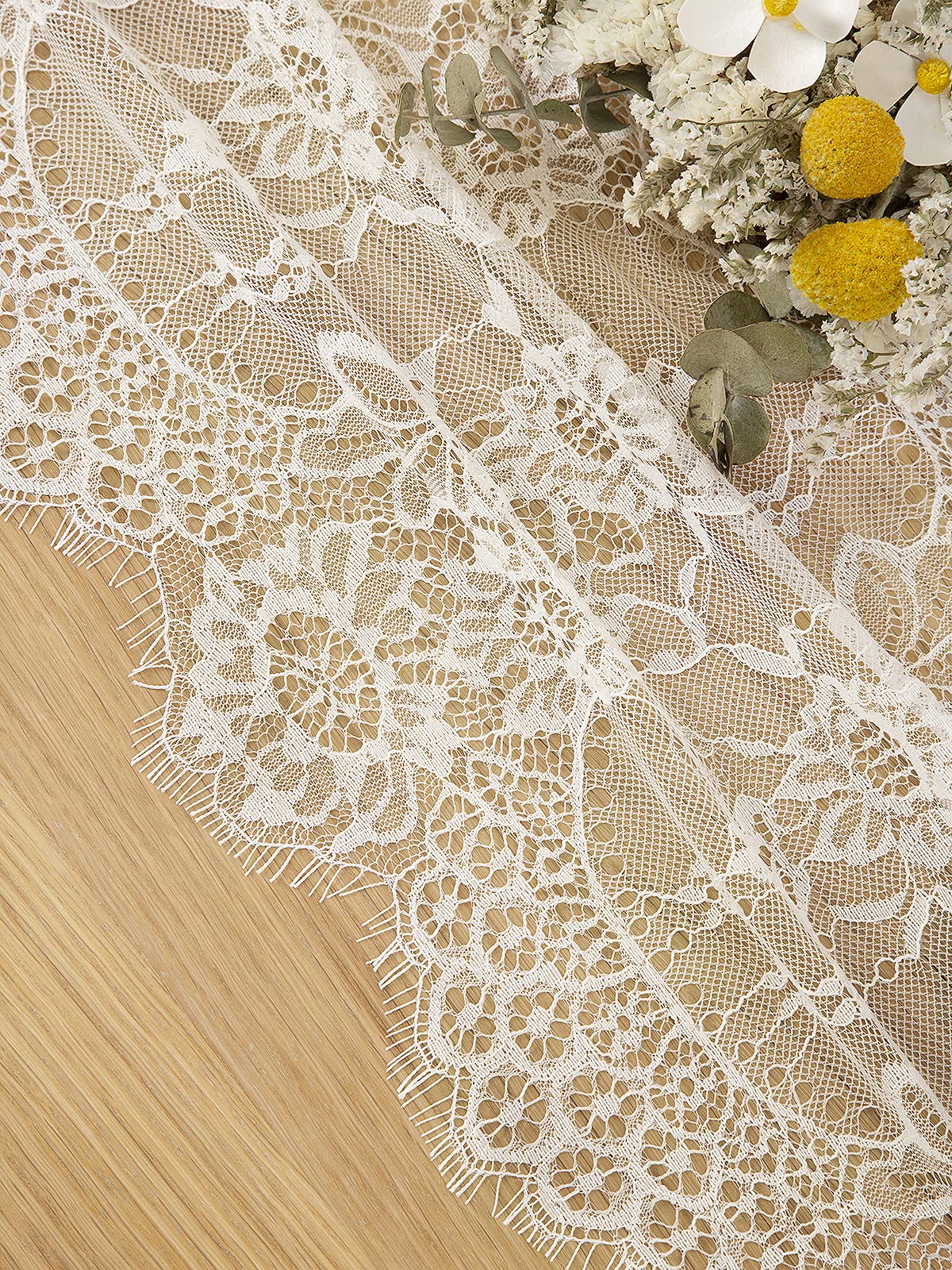 LuoluoHouse Rustic Ivory Wedding Tablecloths Lace Chic Rectangular Tablecloths for Wedding Reception Farmhouse Table Decorations 60x120 inch