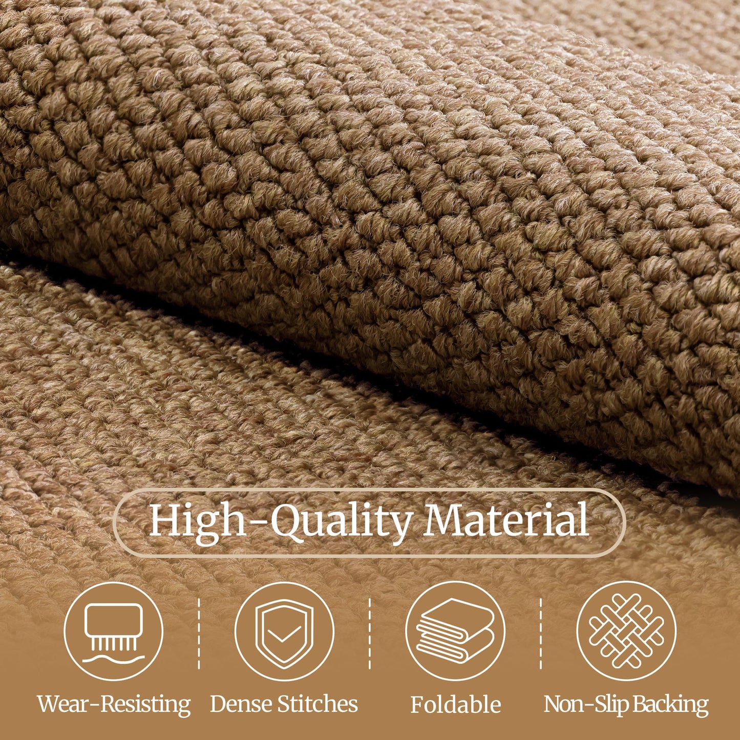COSOSA Washable Faux Sisal Rug, 2x3 Firm Textured Woven Mat, Indoor-Outdoor Non-Slip Easy-Clean Area Rug, Solid Modern Carpet for Living Room, Bedroom, Kitchen, Entryway, Patio, Brown