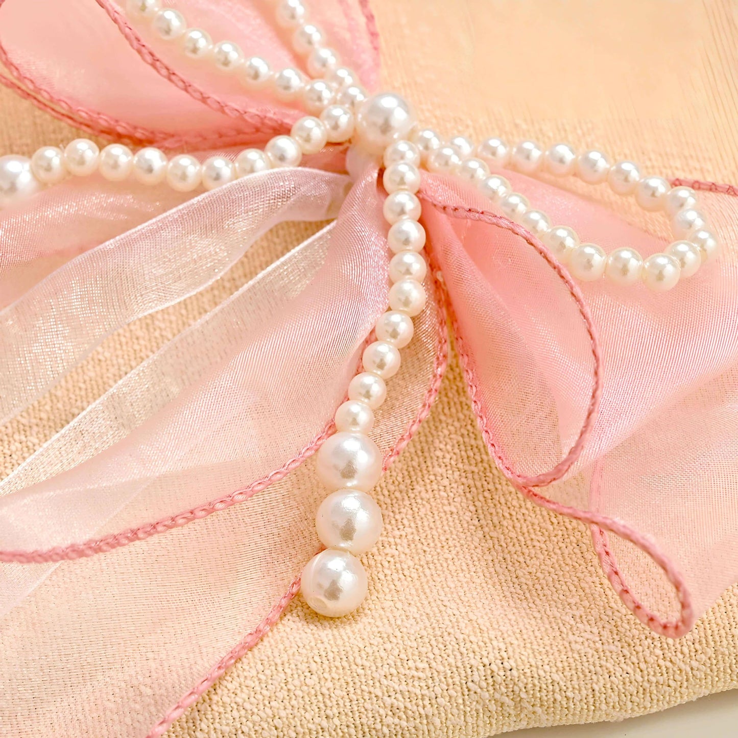 SIELUNO Bow Curtain Tiebacks 2 Pcs,Butterfly Curtain Ties with Pearls,Bowknot Curtain Ties for Home Decorative-White-86cm(33.86in)