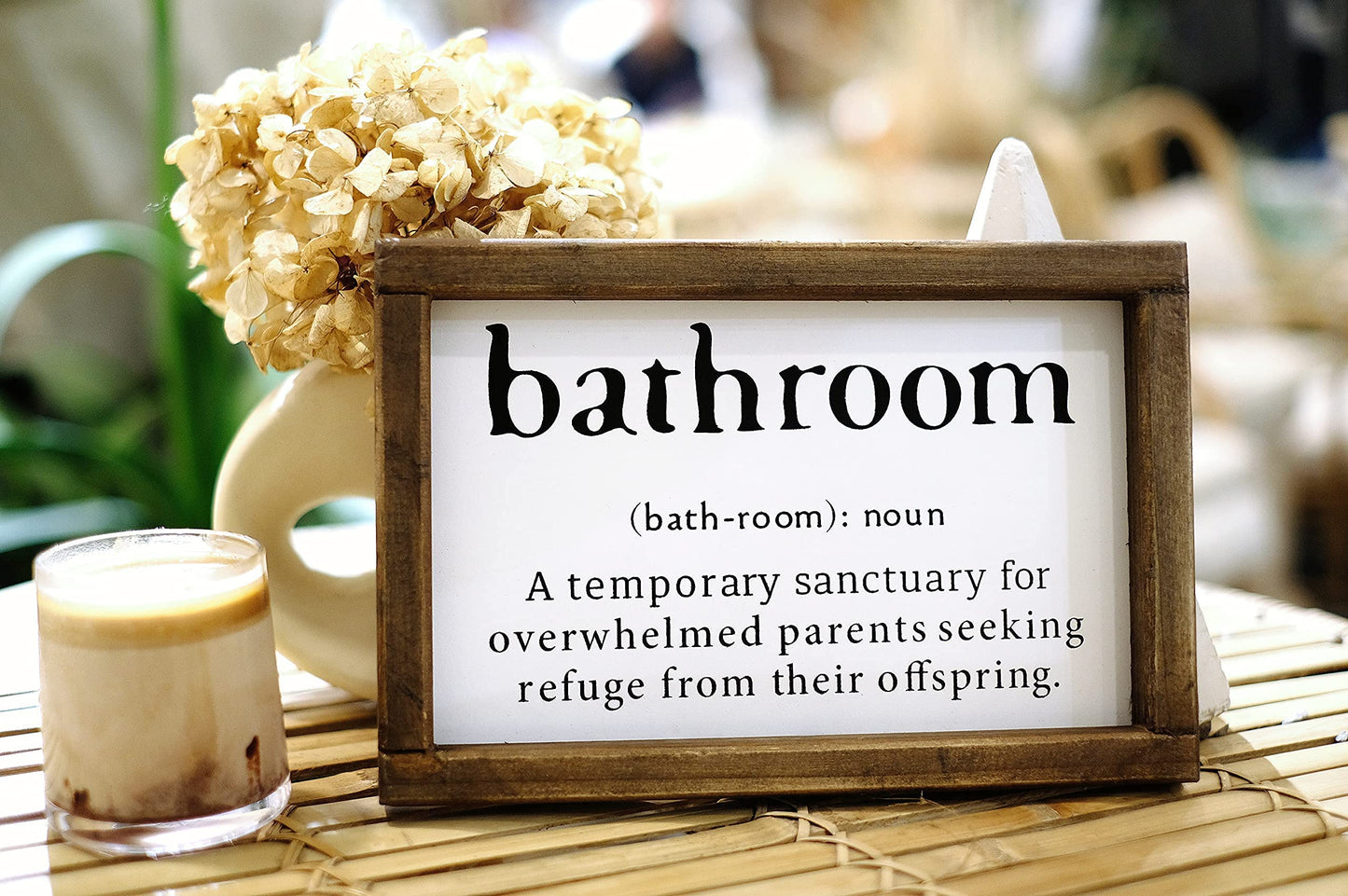 Lavender Inspired Farmhouse Funny Bathroom Signs Wall Decor with Humor Quote-Half Bath Signs-Rustic Bathroom Wall Hanging Decor-Guests Bath-Shelf Sitter-Powder Room Sign