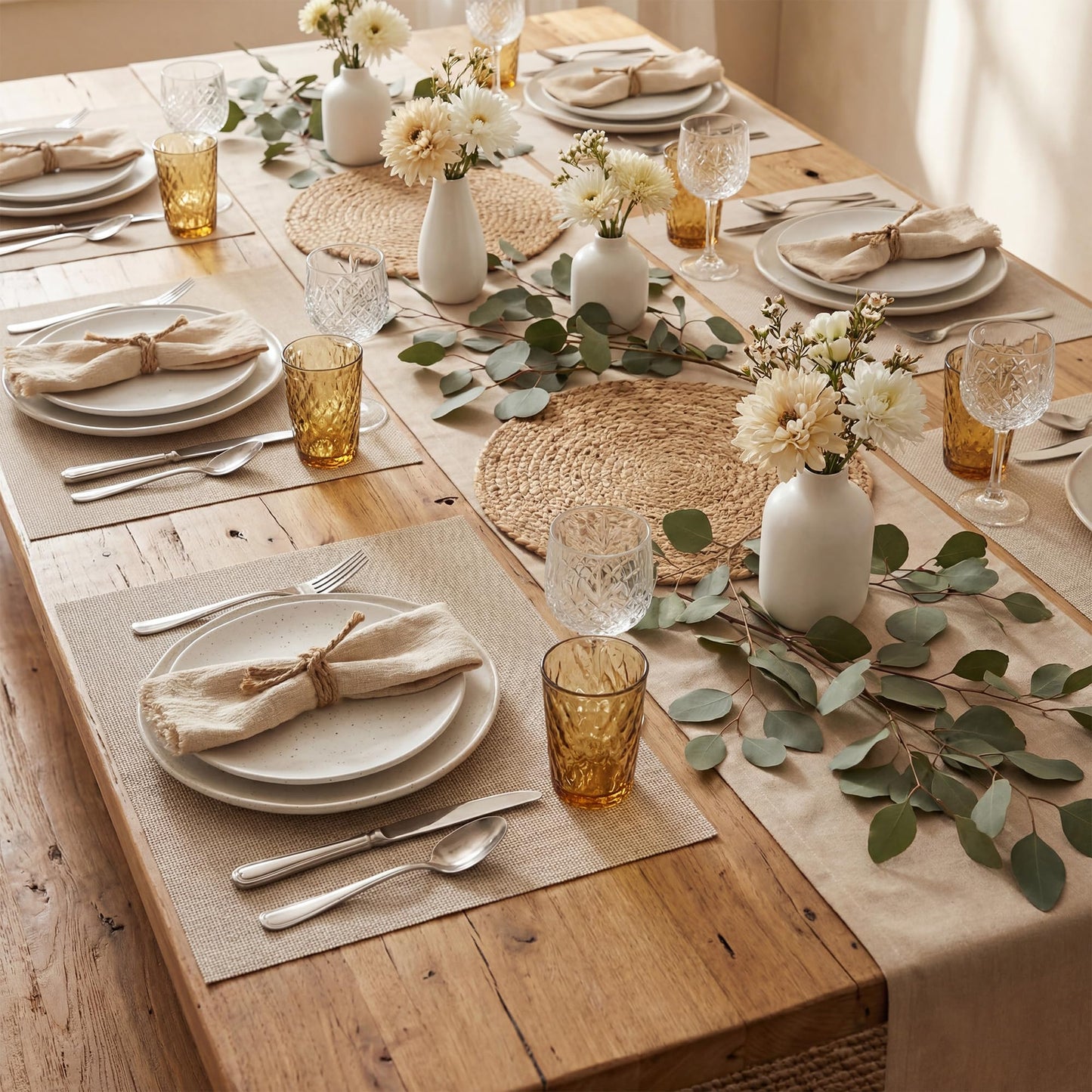 Durable Vinyl Placemats Set of 4, Non-Slip for Dining Table Mat, Heat Resistant Place Mats, Washable Anti-Slip PVC Easy to Clean Wipeable Premium Plastic Mats for Kitchen Beige