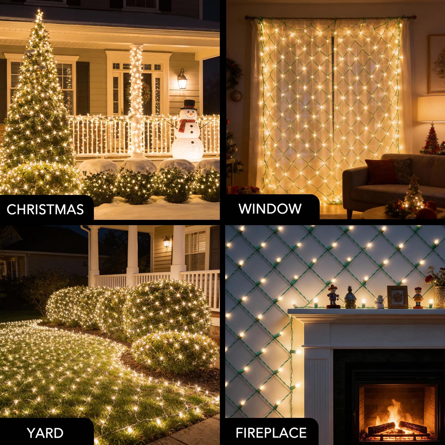 Christmas Net Lights(Warm White - Breathing, 6x4FT), 70 Count Mini LED Fairy String Lights, IP68 Waterproof for Outdoor Indoor Holiday Party Patios Wedding Valentines Day Halloween Xmas Decor, 5MM