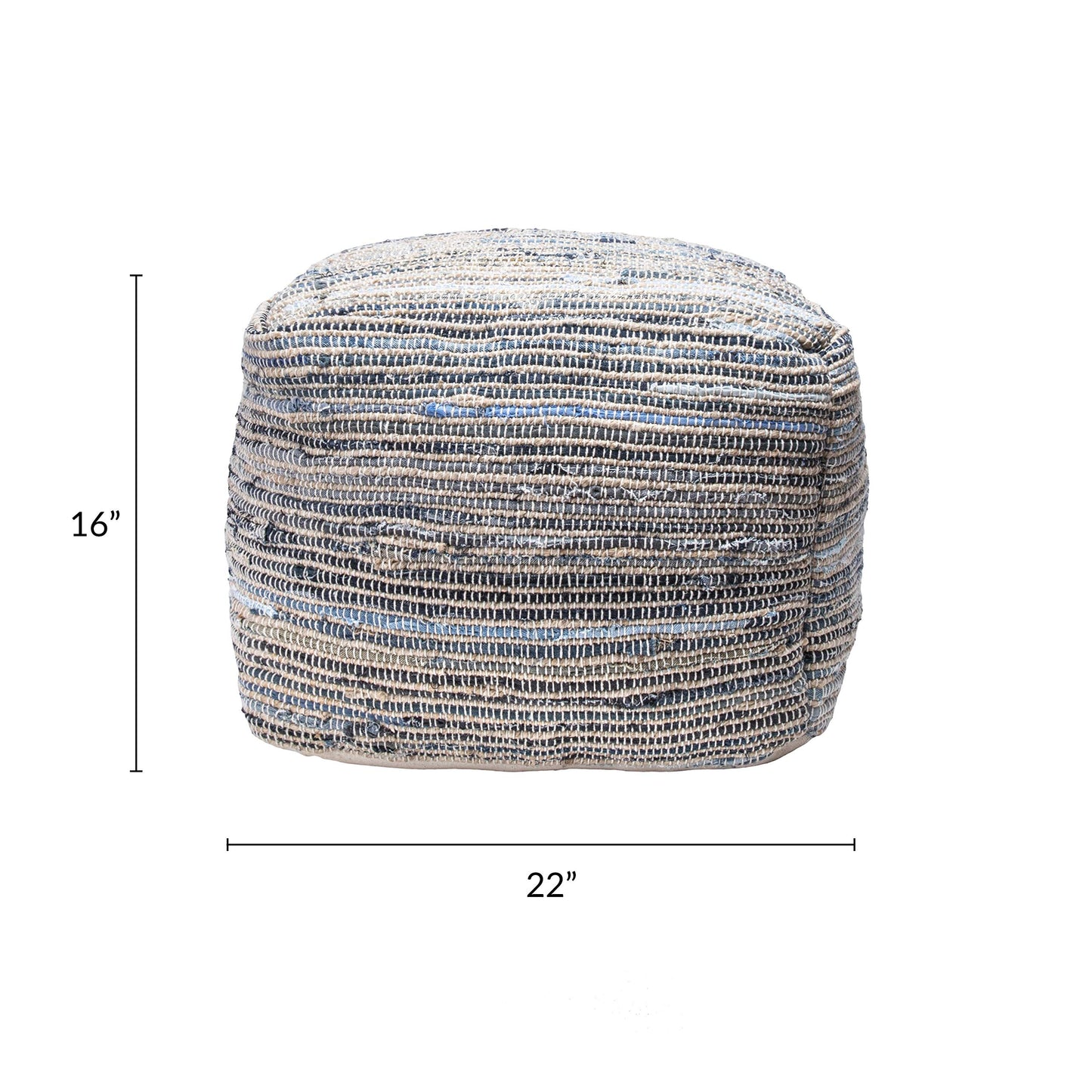 nuLOOM Granada Knitted Casual Denim and Jute Ottoman Pouf