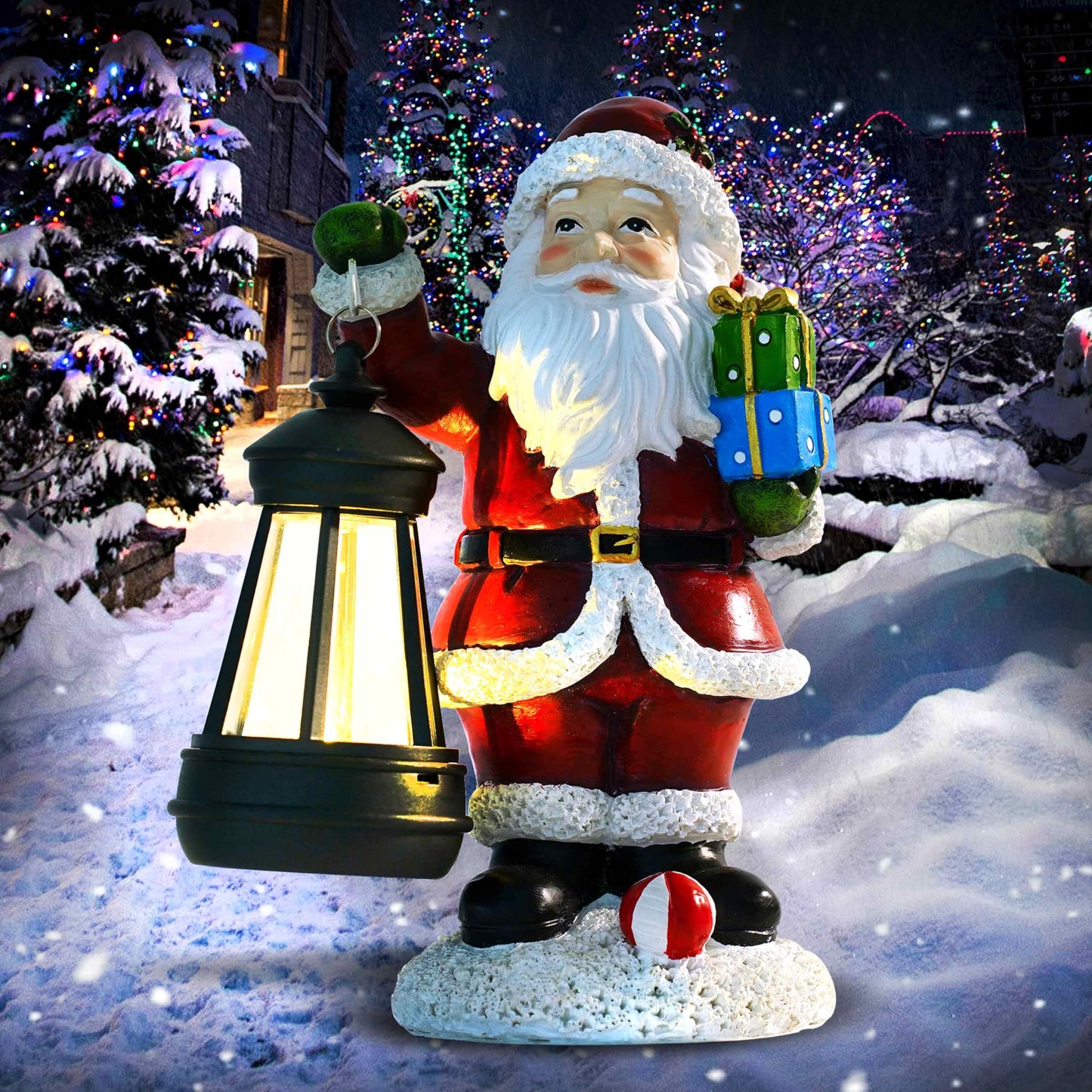Christmas Decorations Santa Claus Decor Christmas Statues Standing Figurines Indoor Ornaments 2025 with Lantern Light for Home Table Centerpieces Mantel Bedroom Window Yard Porch Lawn,Santa Claus
