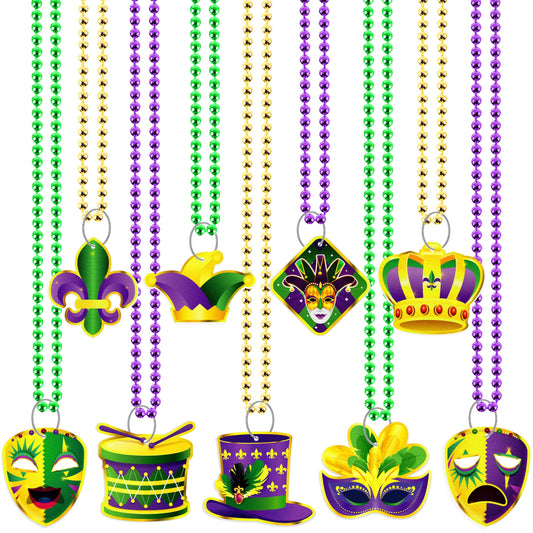 Moon Boat 36PCS Mardi Gras Felt Beads Bulk Carnival Accessories for Party Favors Decorations Festival Parades