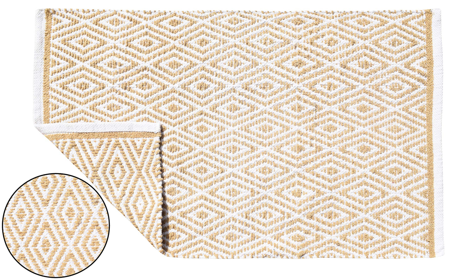 Ramanta Home 100% Cotton Diamond Handwoven Reversible Rug 21x34 Inch– Linen Soft Washable Area Rug for Bathroom, Kitchen, Bedroom, Entryway | Durable Lightweight Handmade Accent Floor Mat | Boho Décor