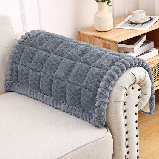 Smiry Non Slip Couch Armrest Covers for Dogs, Fuzzy Pet Couch Arm Covers for Sofa Pet Friendly, Soft Sofa Slipcovers Recliner Chair Arm Protector Washable (Grey, 27.6" x 27.6")
