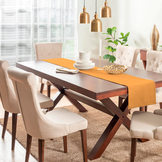 Calicot Table Runner 100% Cotton Table Runners 48 inches Long Home, Kitchen, Dining, Party, Wedding, Spring/Summer & Thanksgiving Christmas Decorations (Apricot Yellow, 14" x 48")