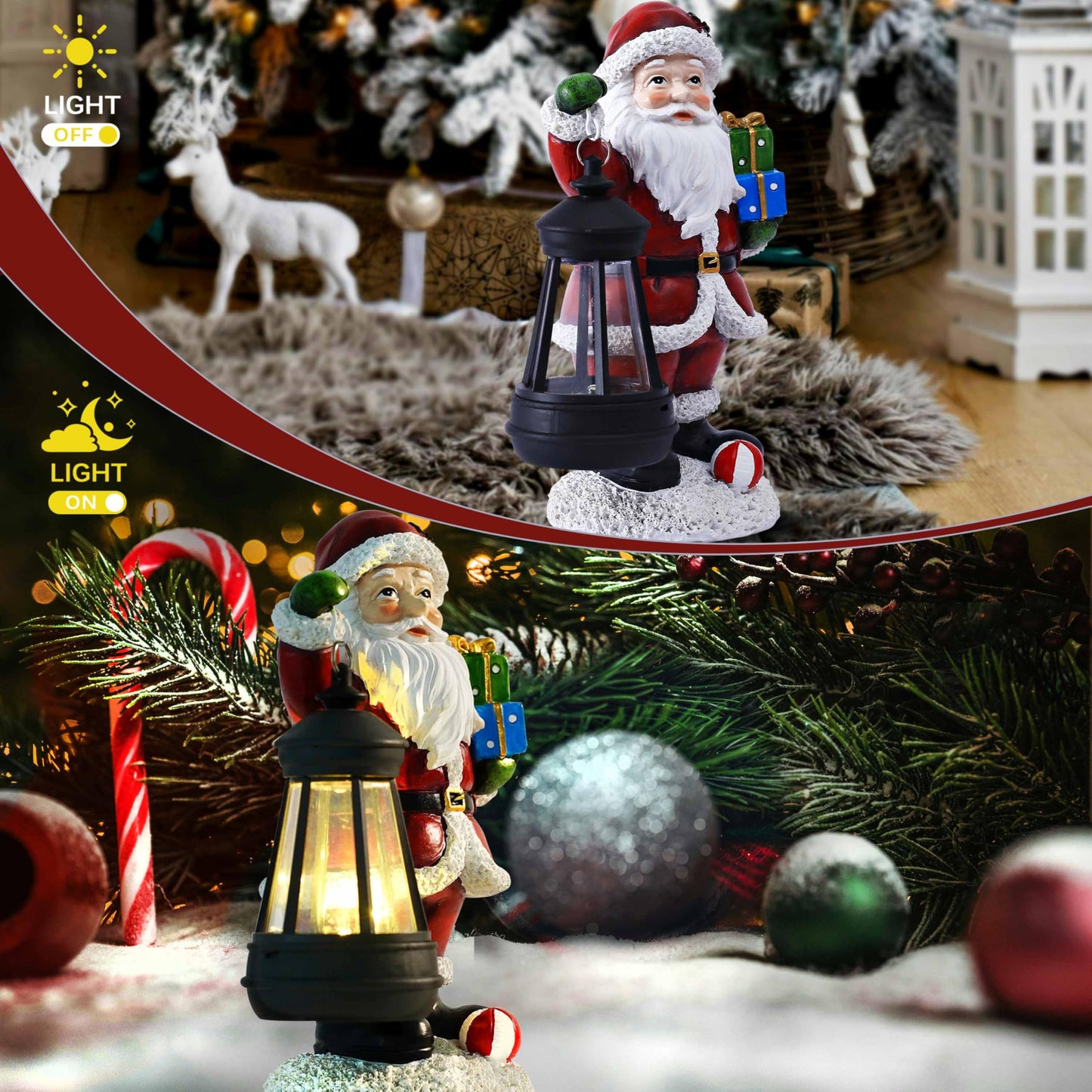 Christmas Decorations Santa Claus Decor Christmas Statues Standing Figurines Indoor Ornaments 2025 with Lantern Light for Home Table Centerpieces Mantel Bedroom Window Yard Porch Lawn,Santa Claus
