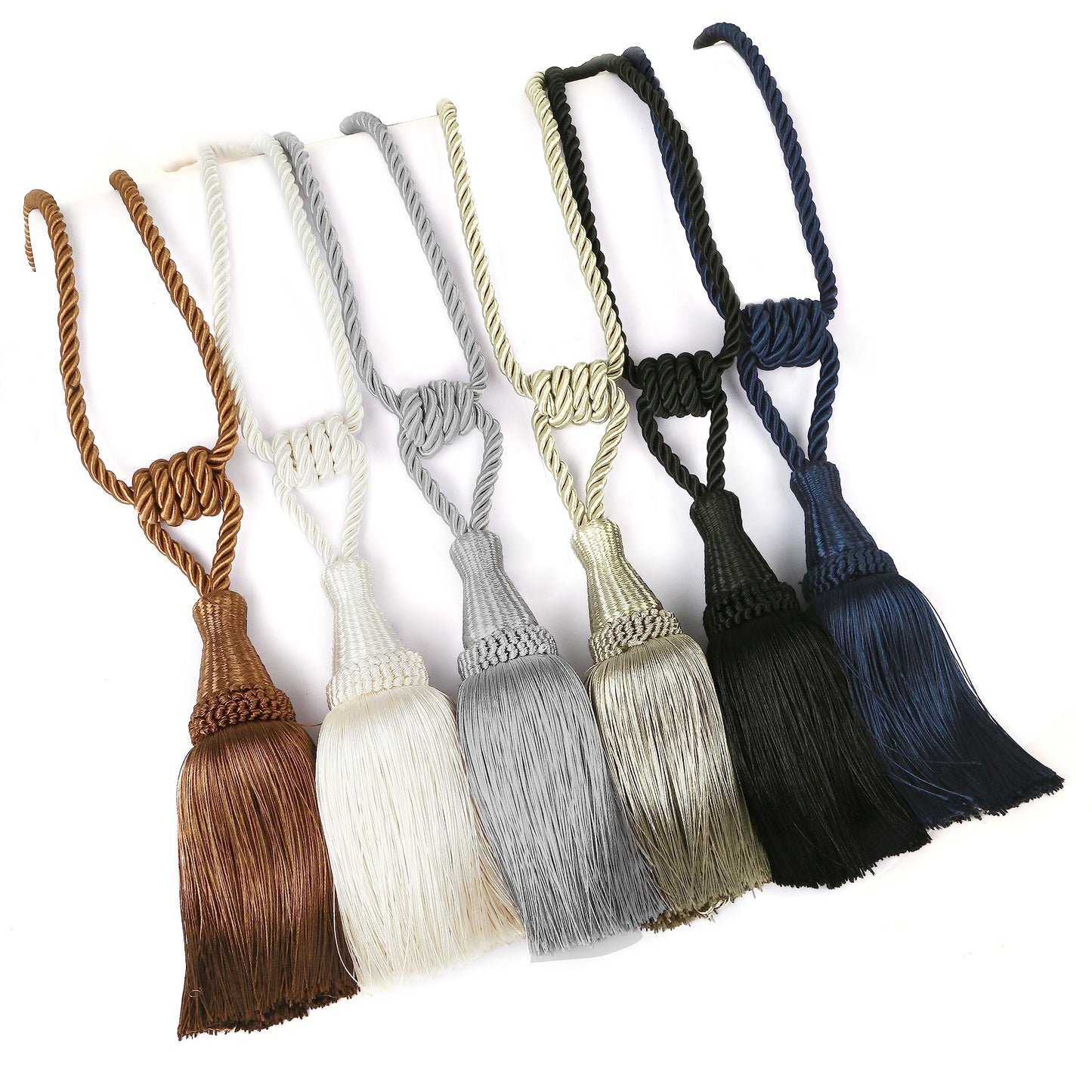 BEL AVENIR Curtain Tiebacks Handmade Holdbacks for Curtains Drape Decorative Tie Backs with Tassels(Cream, 2 Pack)