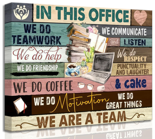 Inspirational Canvas Wall Art in This Office We are a Team Motivational inspiring Quotes Painting Pictures Wall Decor Poster Print Artwork for Man Cave Home Decoration
