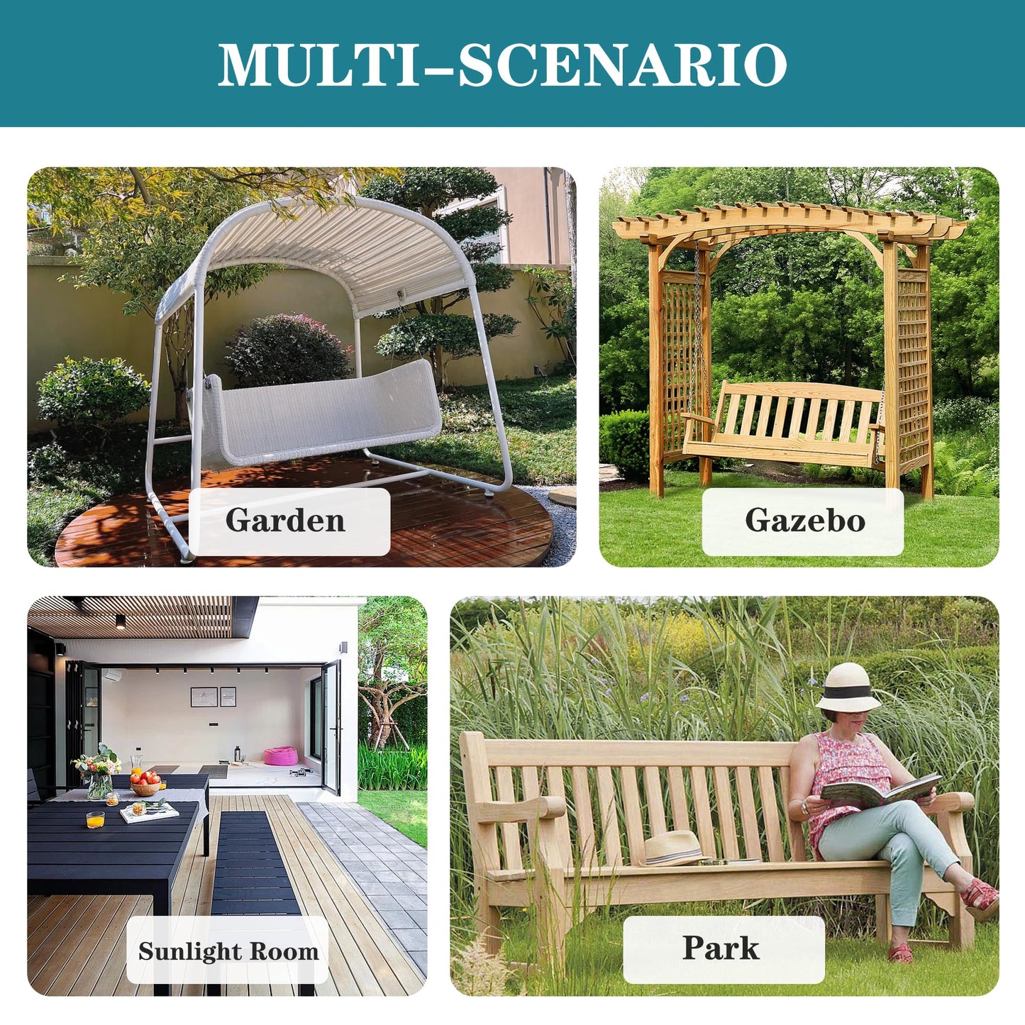 Comcaver Outdoor Bench Cushions 48 x 18 Inch Thick Waterproof Porch Swing Cushions with Tie Patio Furniture Chair Cushion Bench Pad 5 Year Color Fastness Backyard Seat Pads Navy