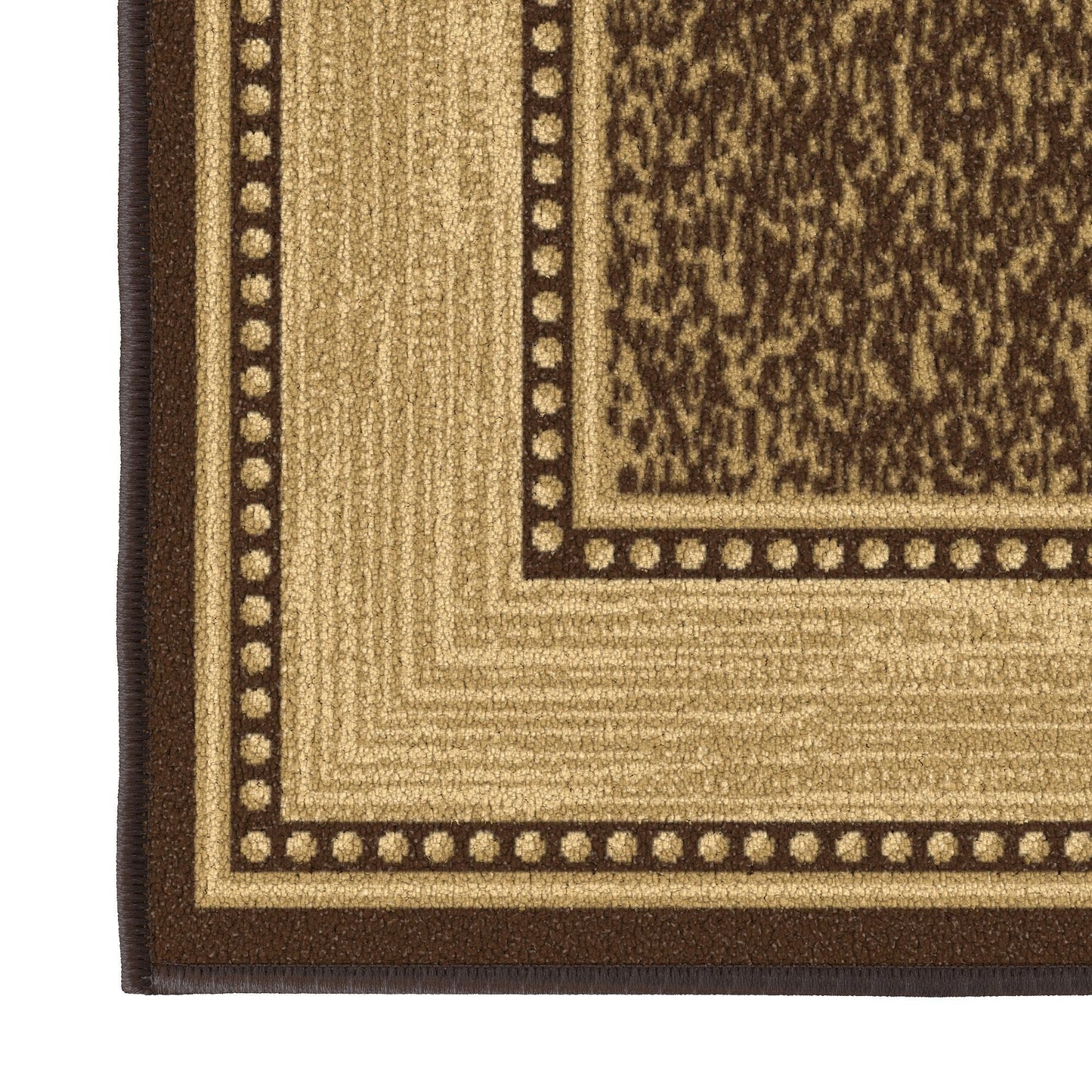 Ottomanson Area Rug 3'3" x 5' – Non Slip Rubber Backed Indoor Rug, Low Pile Accent Rug for Living Room, Bedroom, Entryway, Kitchen, Durable Floor Carpet, Border Brown