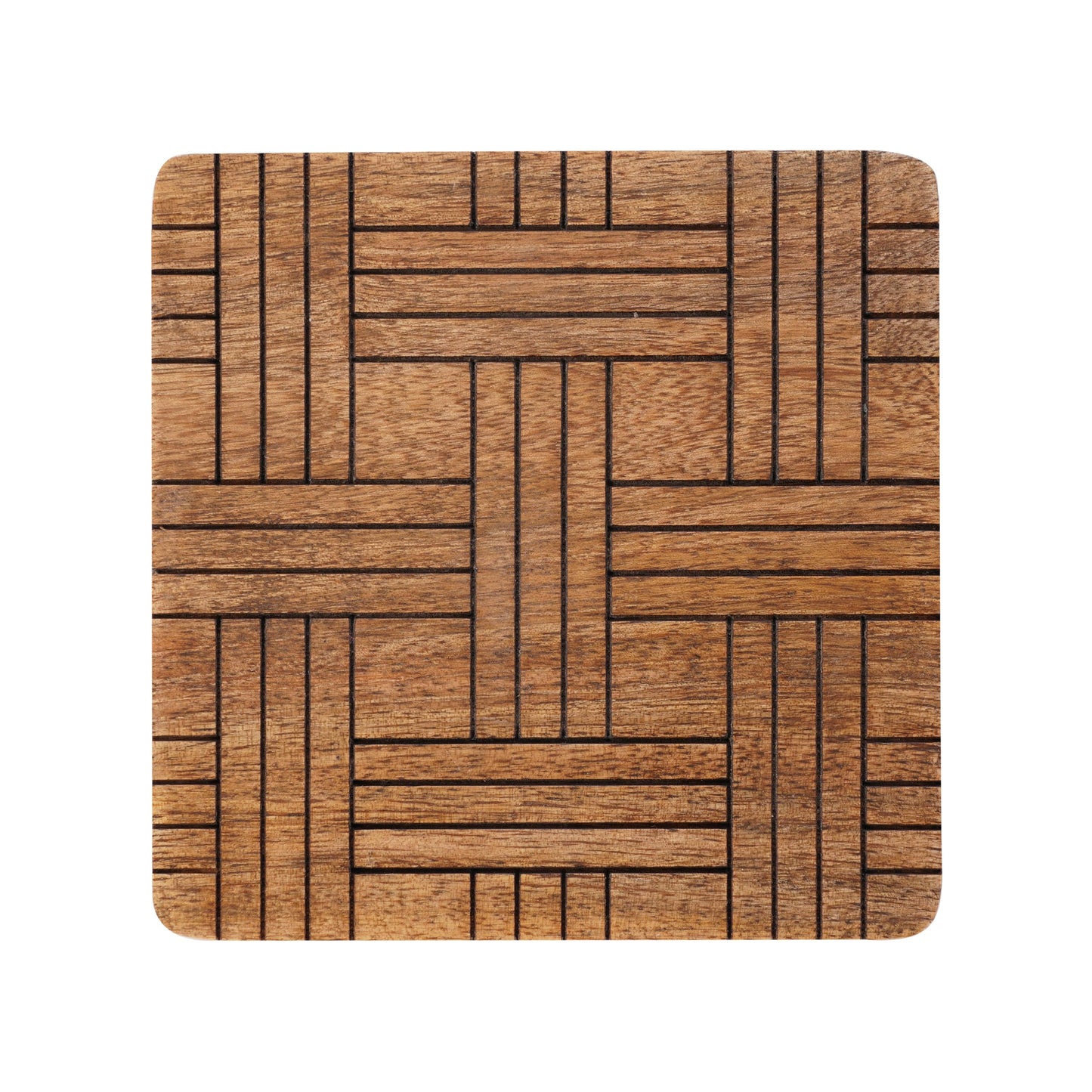 Set of 6 Wood Coasters - Natural Mango Wooden Coasters for Drinks, Beverages, Wine Glasses & Bar Glasses - Rustic & Durable Drink Coasters - Coaster Set for Home, Kitchen, Dining, Bar Decor