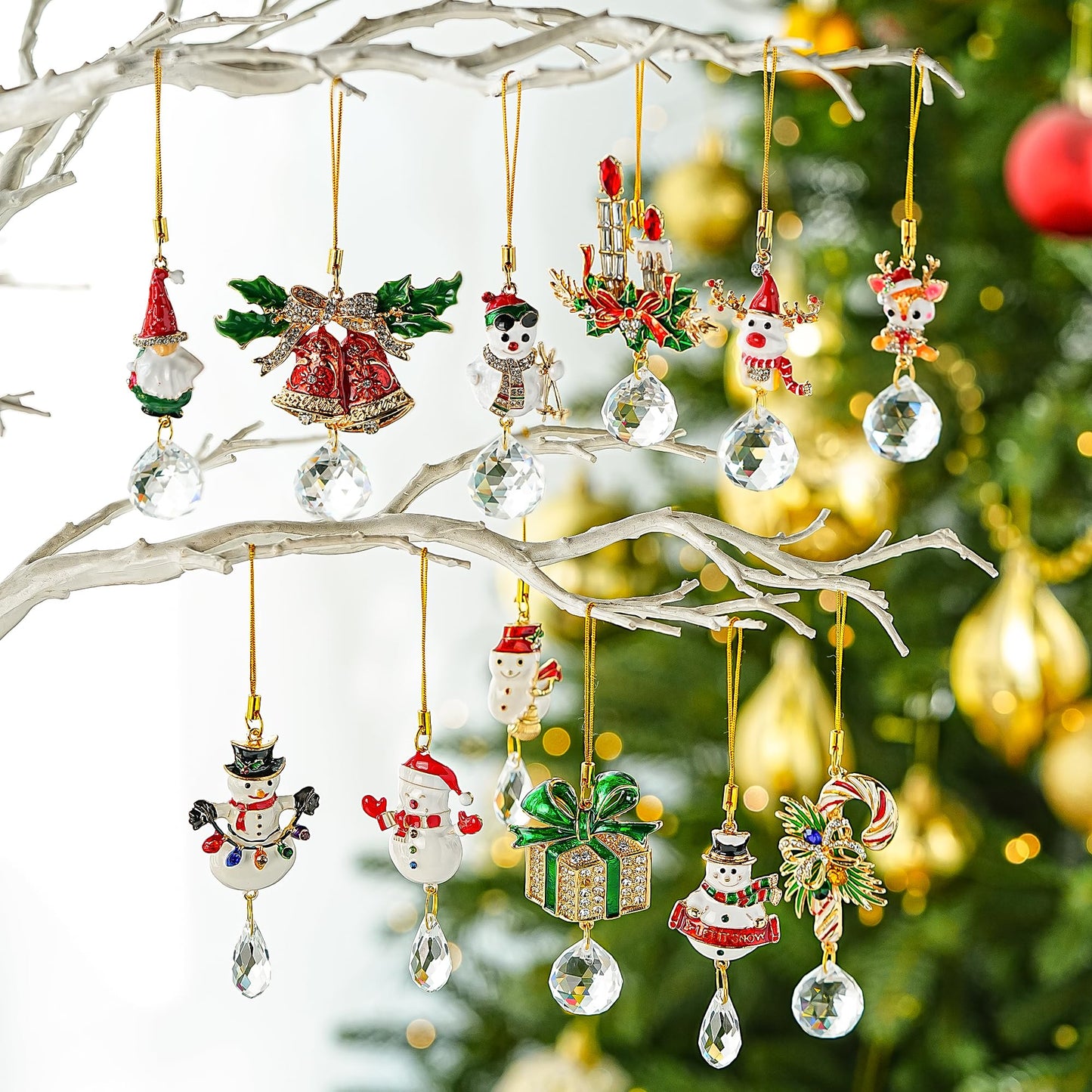 H&D HYALINE & DORA Christmas Ornaments Set Christmas Hanging Ornament Pendant Elk Gnome Snowman Ornament for Xmas Tree Home Decor(4 Pack)