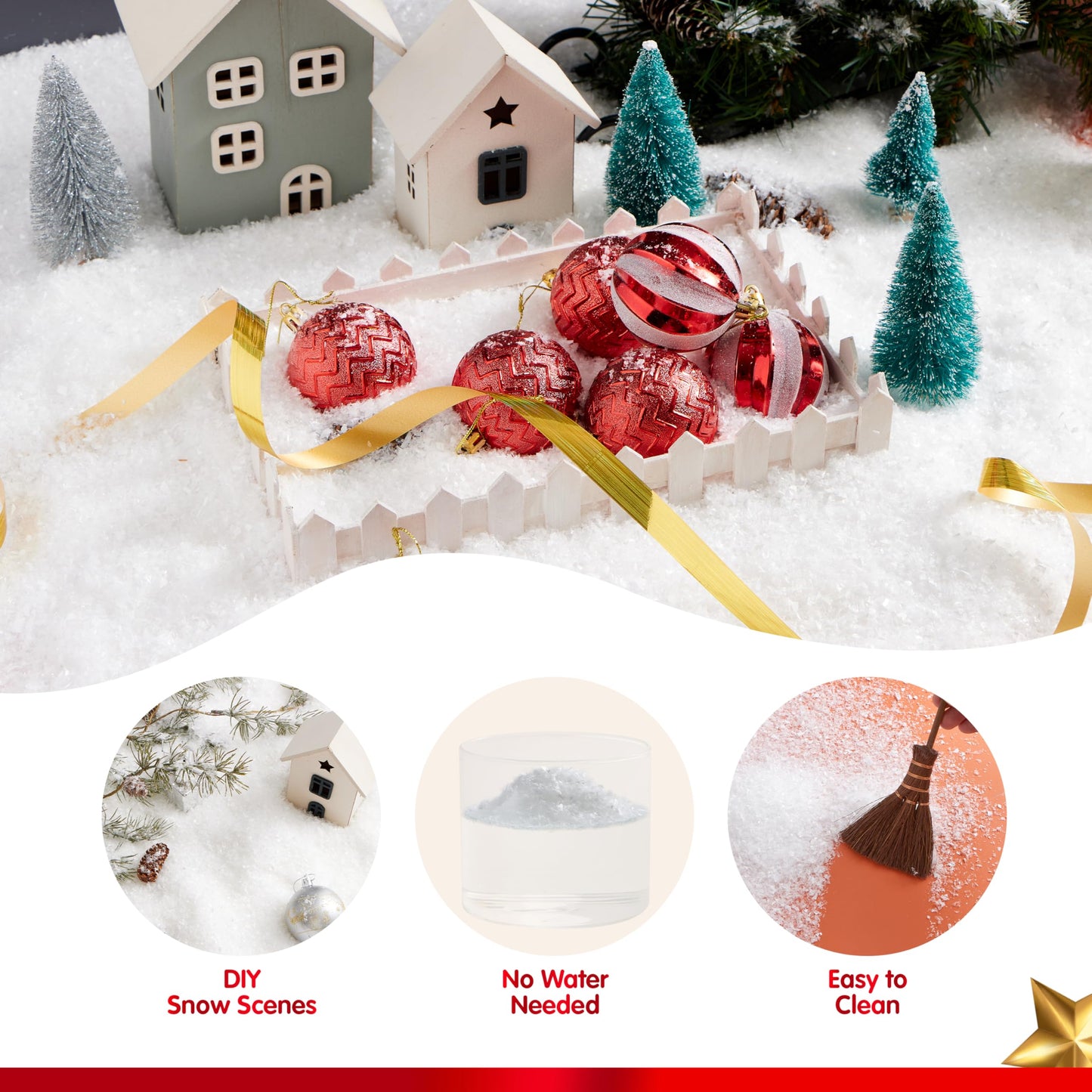 JOYIN 2 Pack 10 Oz Fake Snow 280g Artificial Plastic Snowflakes for Christmas Tree Decoration Xmas Party Home Holiday Decor and White Displays