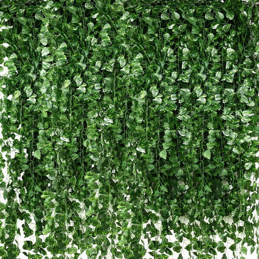 Yuxung 100 Pcs Fake Vines Bulk Artificial Ivy Garland Greenery Hanging Vines Green Leaves Plants for Bedroom Wedding Garden Home Wall Jungle Themed Party Decorations (722ft)