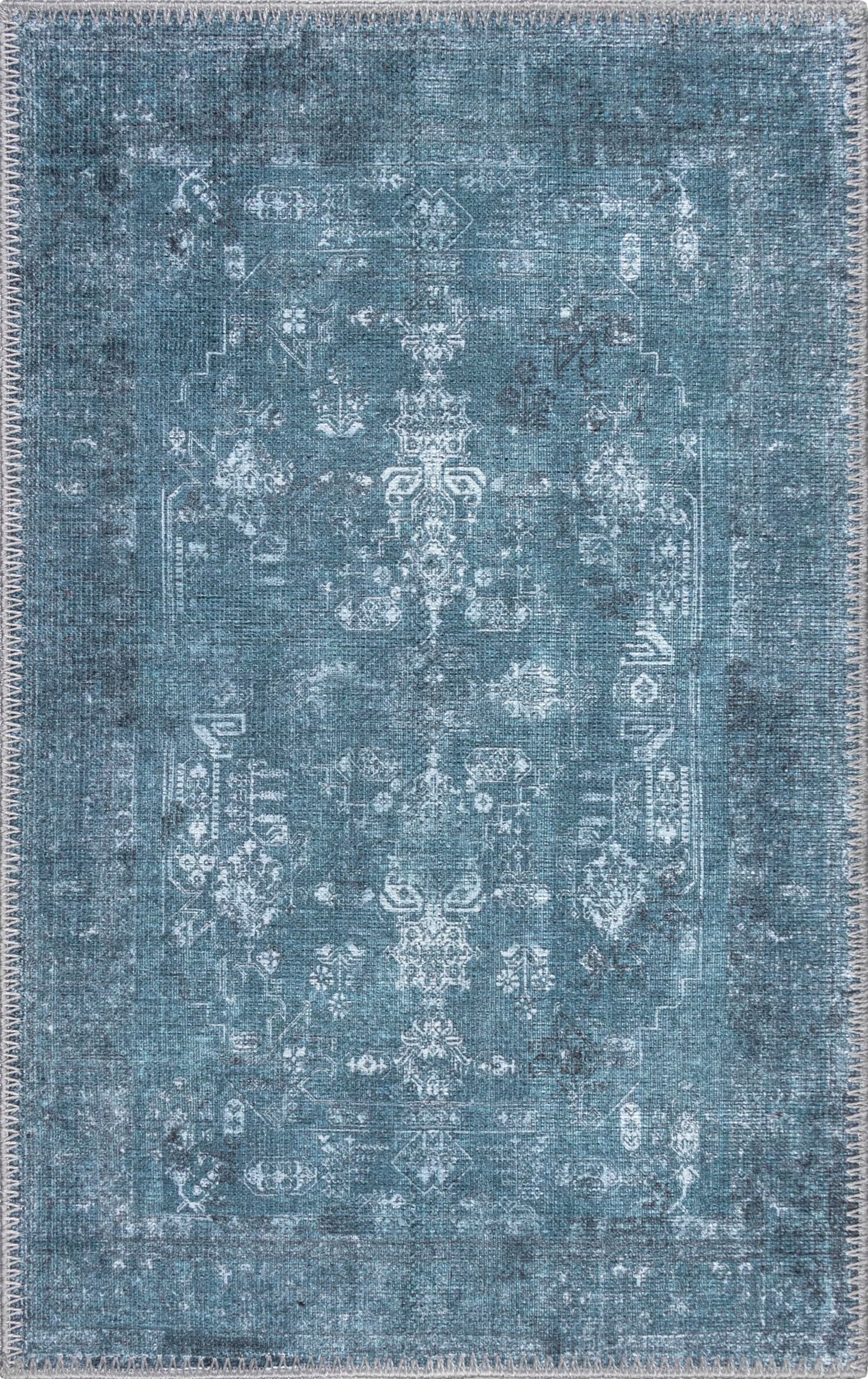 RugOver Machine Washable Area Rug, Pet-Friendly and Non-Slip Indoor Carpet for Kitchen, Bathroom, Living Room, Home Floor Decoration (Spruce/Stone, 2' x 3')