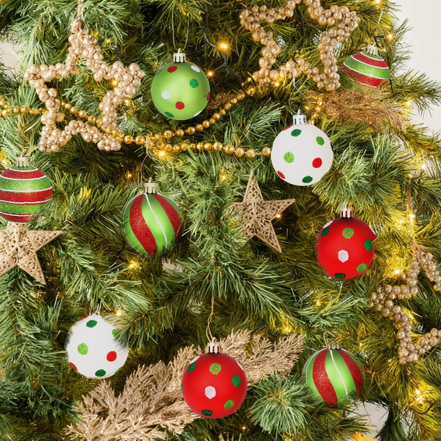 Semato 12 Pcs Christmas Tree Ornaments Decorations Ball, 2.4 Inch Shiny Hanging Bulbs Christmas Tree Decorations Set