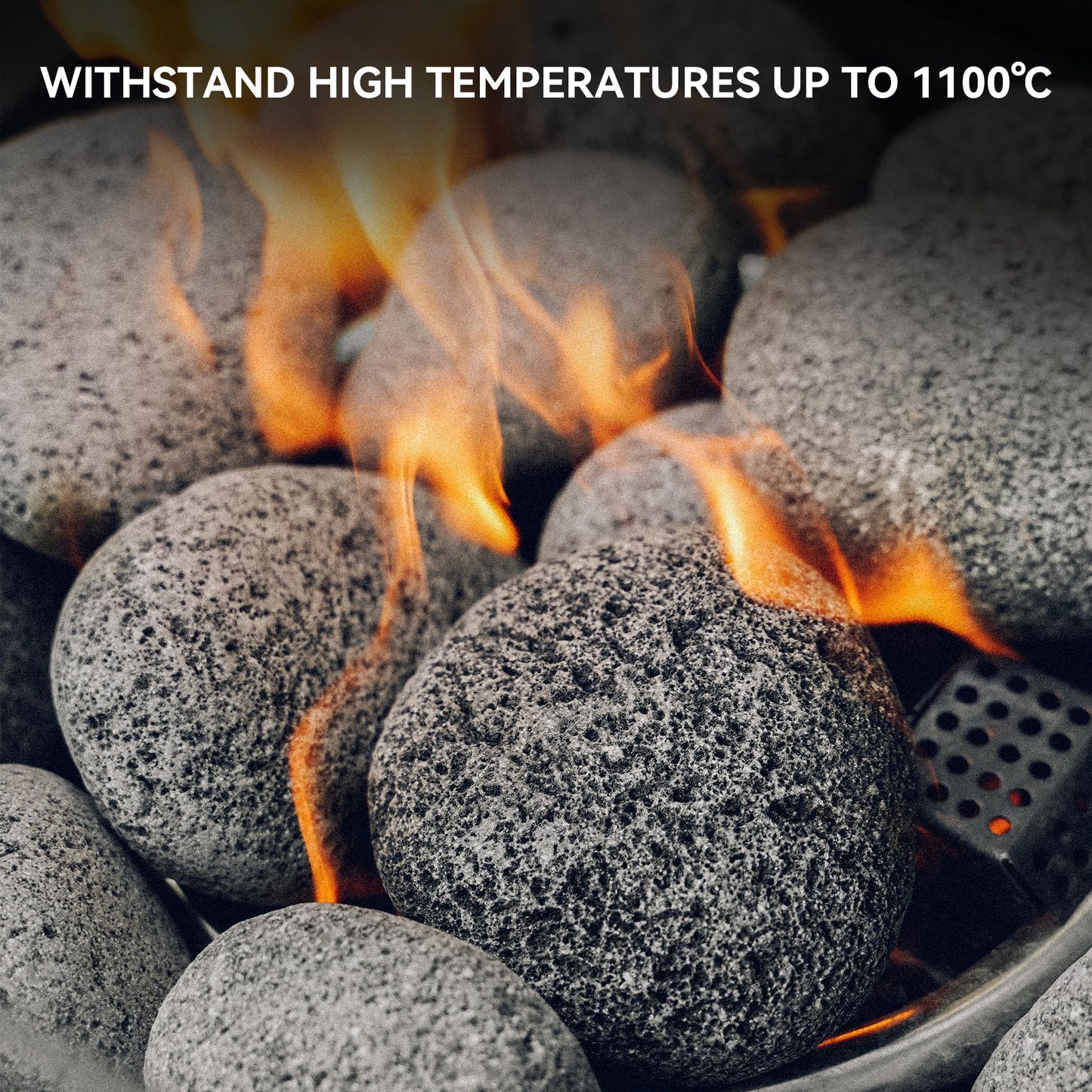 Skyflame 3-5 Inch Round Lava Rock Pebbles, 10 Pounds Black Natural Tumbled Stones for Indoor Outdoor Gas Fire Pit|Fireplaces|Garden Landscaping Decoration| Cultivation of Potted Plants