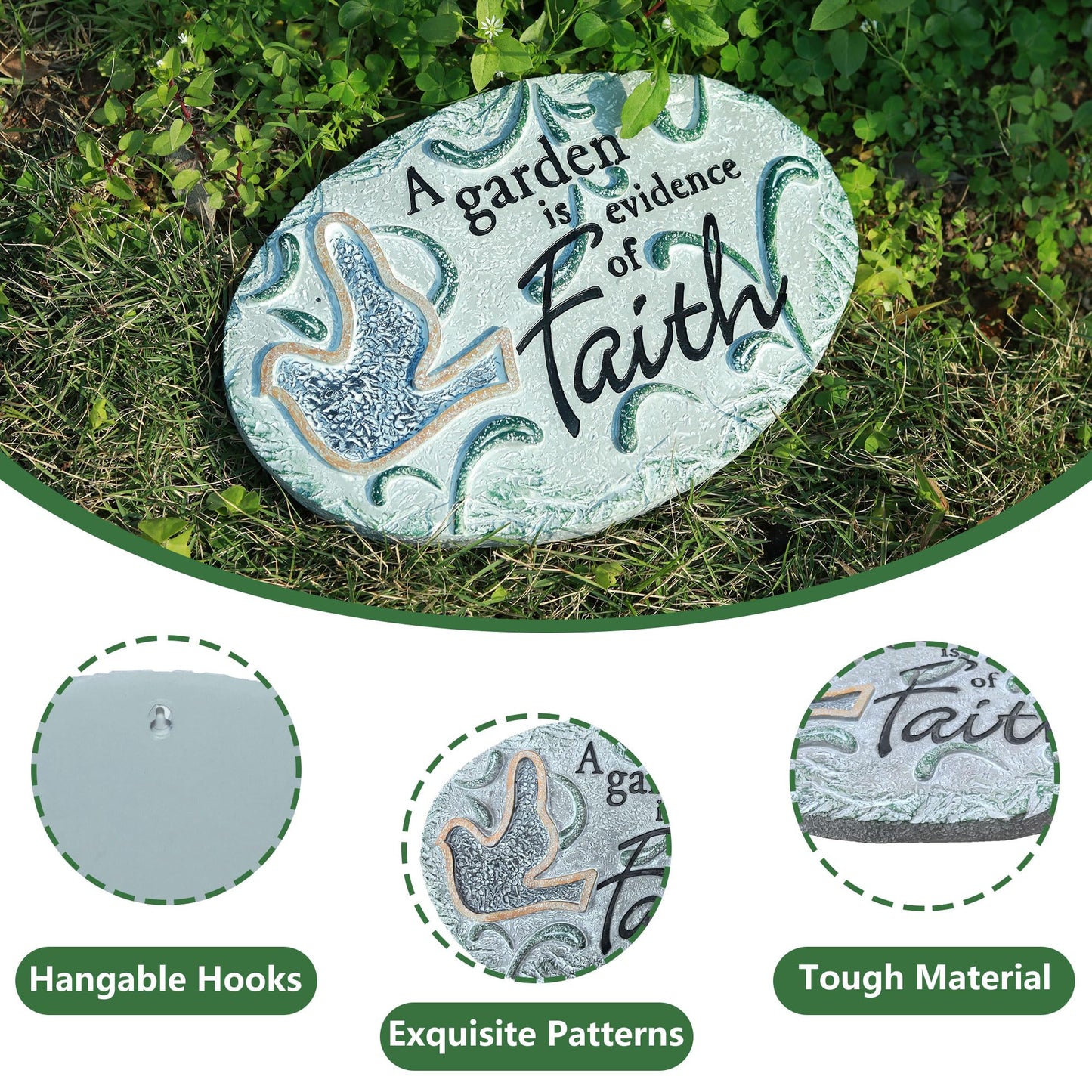 Nattol Versatile Dove Garden Stone, Stepping Stone & Wall Decor for Indoor & Outdoor Use