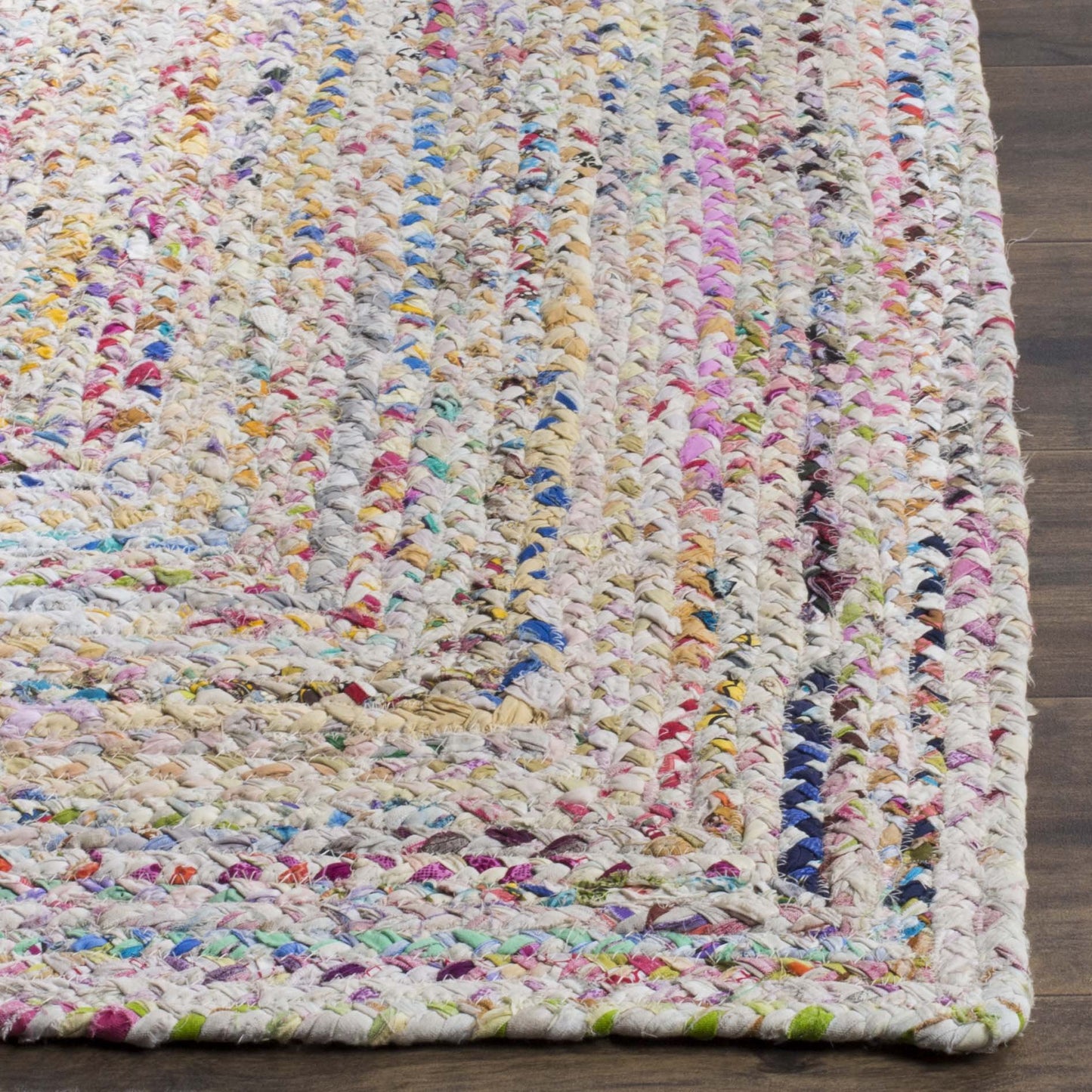 SAFAVIEH Braided Collection Accent Rug - 2' x 3', Ivory & Multi, Handmade Woven Cotton, Boho Reversible Style, Ideal for Living Room, Bedroom, Kitchen (BRD210B)