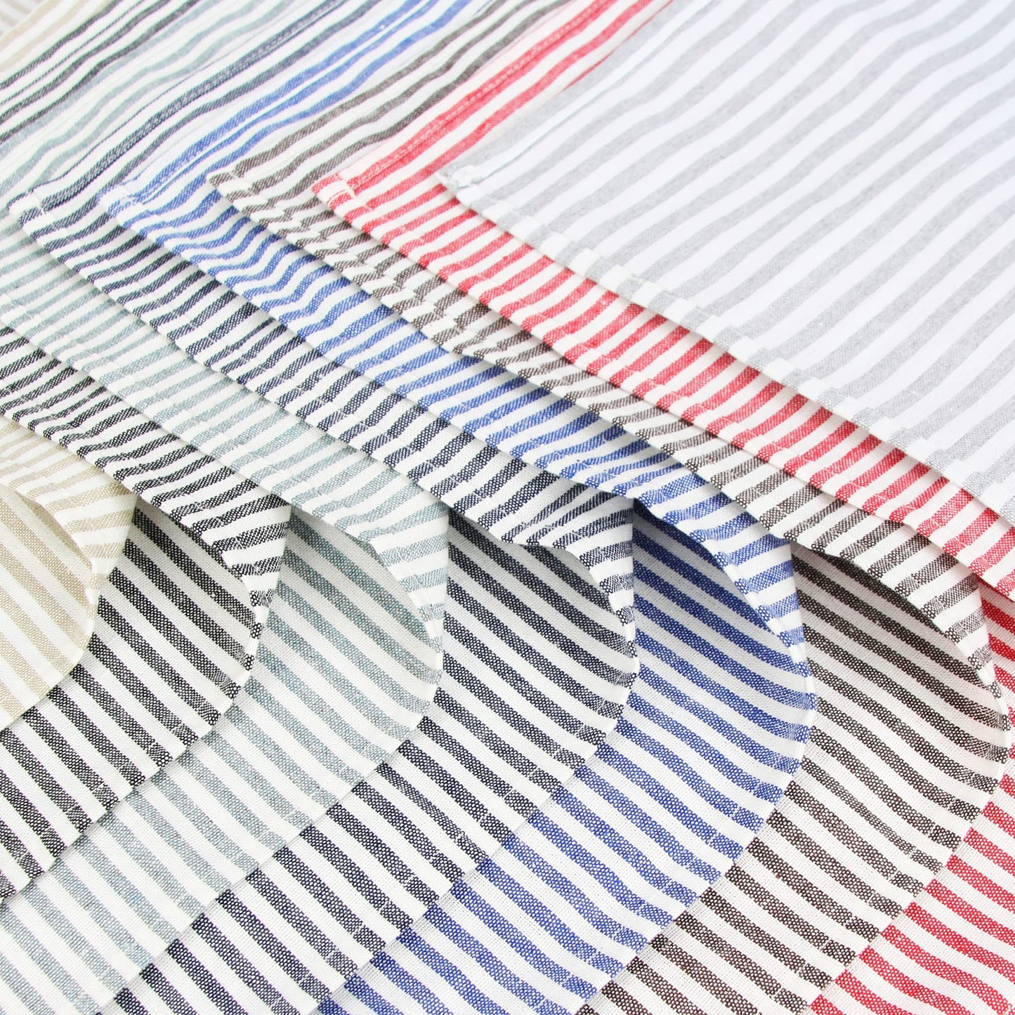 INFEI Plain Striped Cotton Linen Blended Dinner Cloth Napkins - Set of 12 (40 x 30 cm) - for Events & Home Use (Blue)