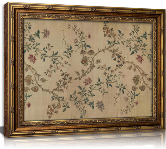 Vintage gold framed Floral Vine wall art Retro Beige Botanical Painting Canvas Prints Elegant Antique Flower French Leaf Wall Decor for Farmhouse Bedroom Living Room Home Decration 9x11in