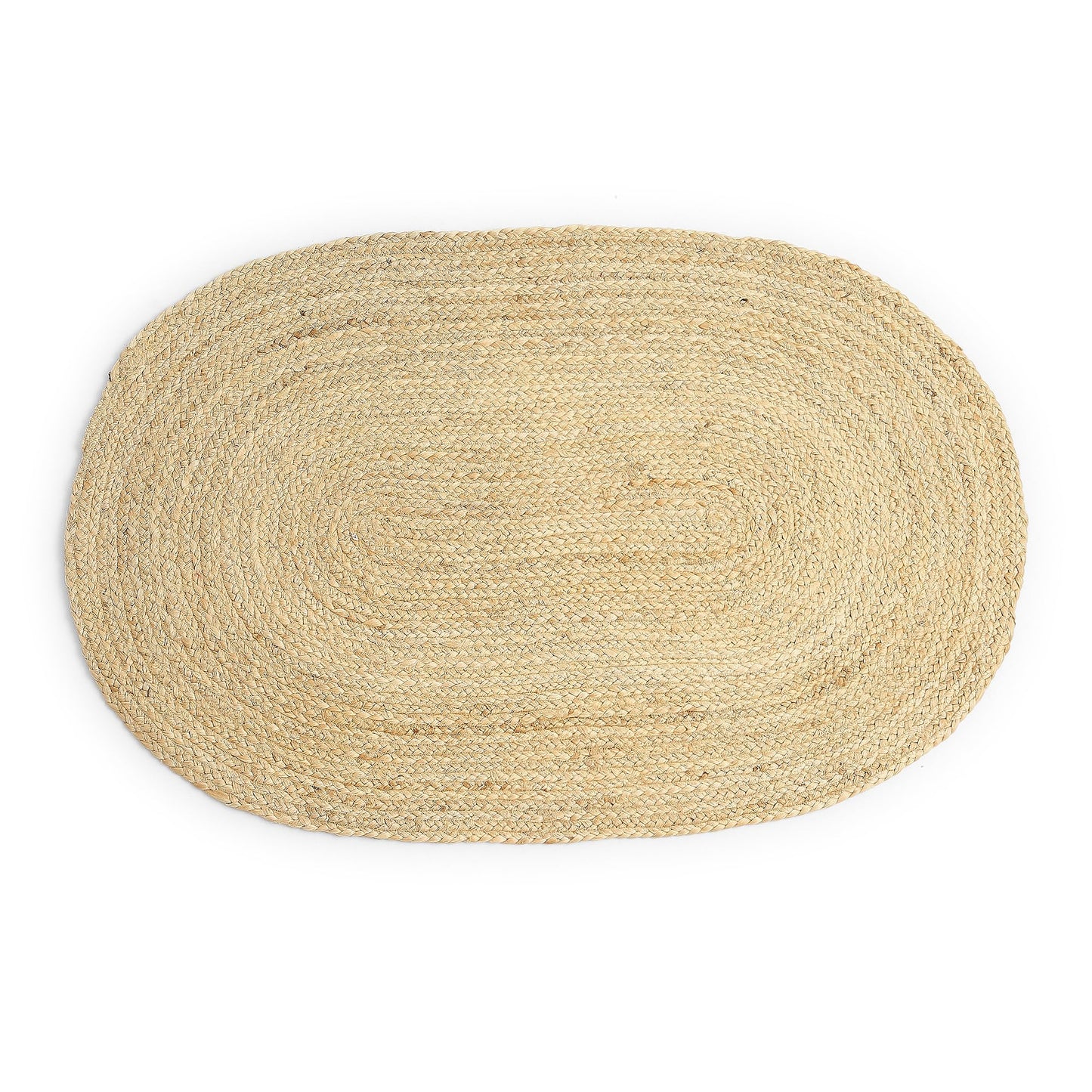 · REDEARTH · Oval Area Rug - 2'x3' Braided Natural Jute with Non-Skid Backing - Handwoven Boho Rug for Bedroom, Kitchen, Living Room - Farmhouse Aesthetic Home Decor - Durable Handmade Rug