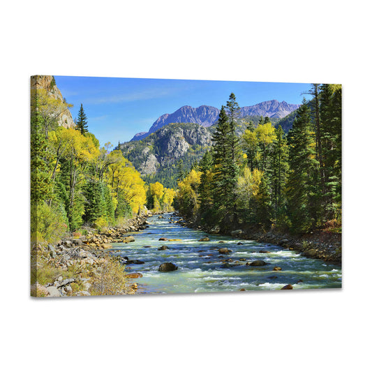 SKASNFAI Colorado River Wall Art Colourful Mountains Stream for Pictures Office Decor Living Room Nature Landscape Photography Artwork Print Framed (12L x 16W)