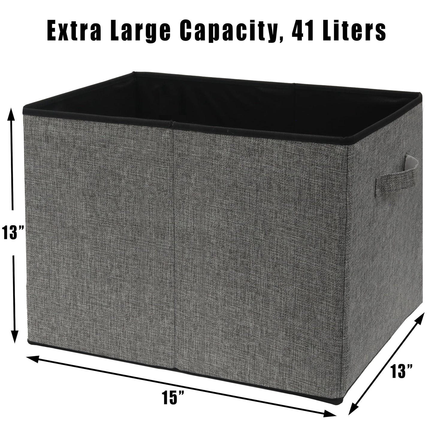 Simple Houseware 15 x 13 Inch Collapsible Fabric Storage Bin with Handles, 2 Pack, Dark Gray