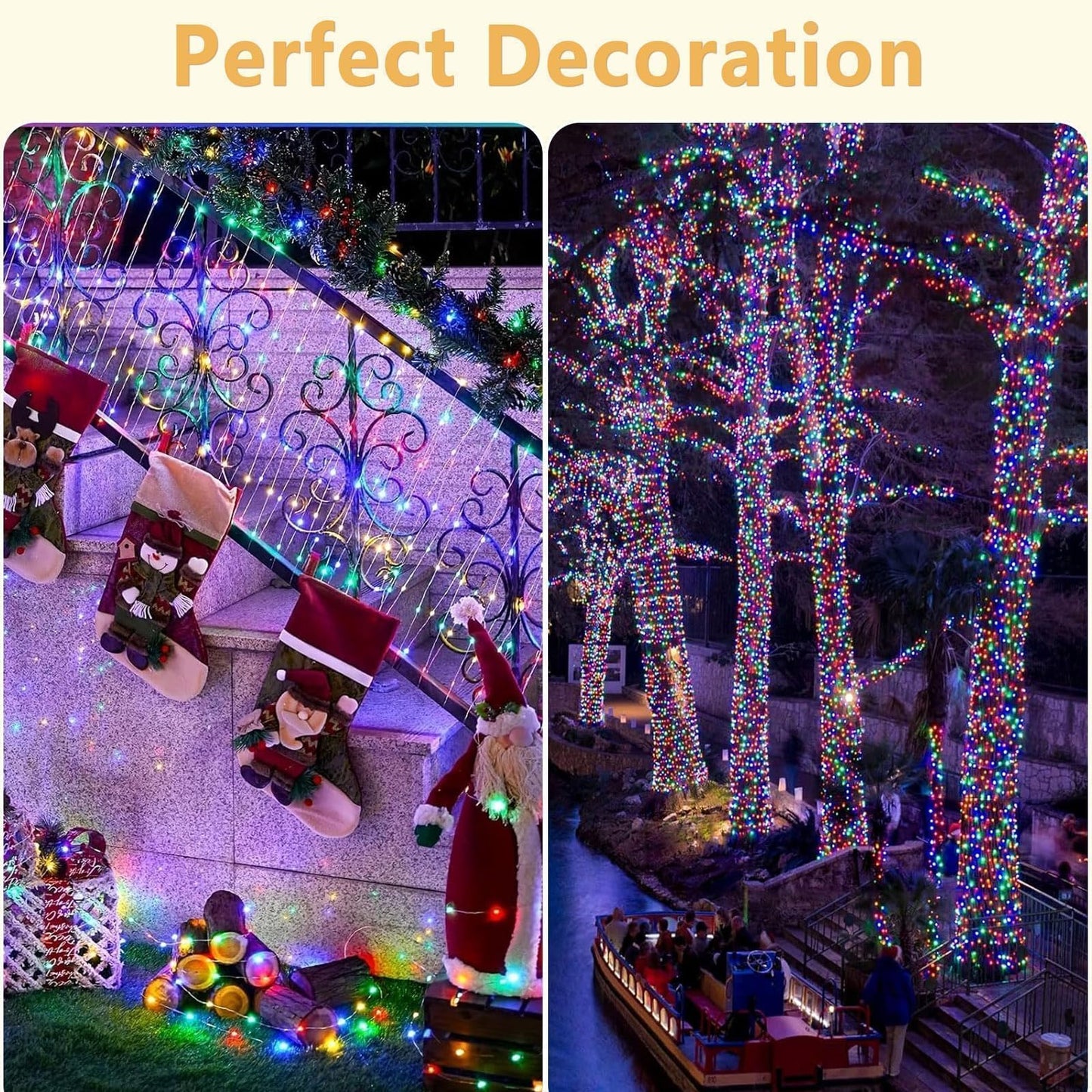 SyouHome 4-Pack Solar Fairy Lights Outdoor, 800 LEDs 264FT Extra-Long Solar String Lights, 8 Modes Waterproof Twinkle Lights for Garden Tree Wedding Party Christmas, Multicolor