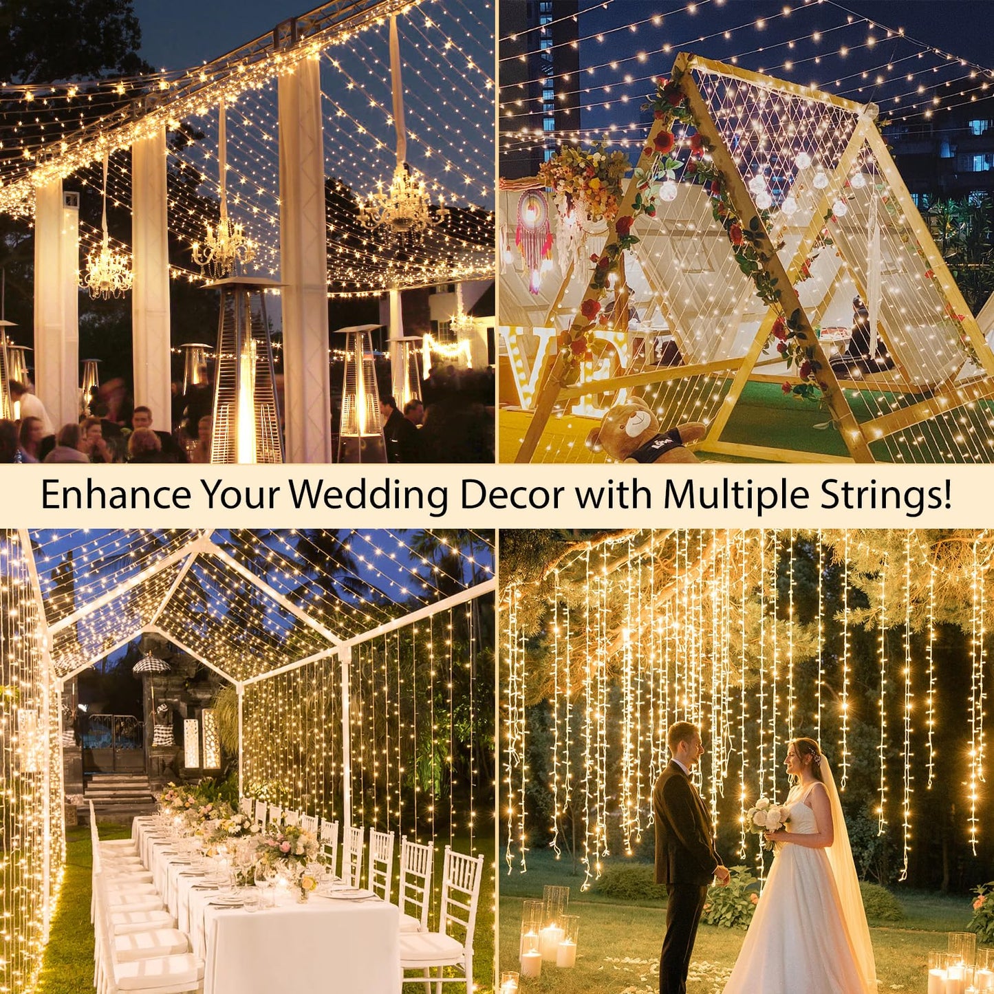 suddus 100 LED String Lights with Remote Control, 33ft Connectable Clear Wire Fairy Lights, 8 Modes & Timer Dimmable, Waterproof Plug in Twinkle Lights for Bedroom, Patio, Christmas Tree - Warm White