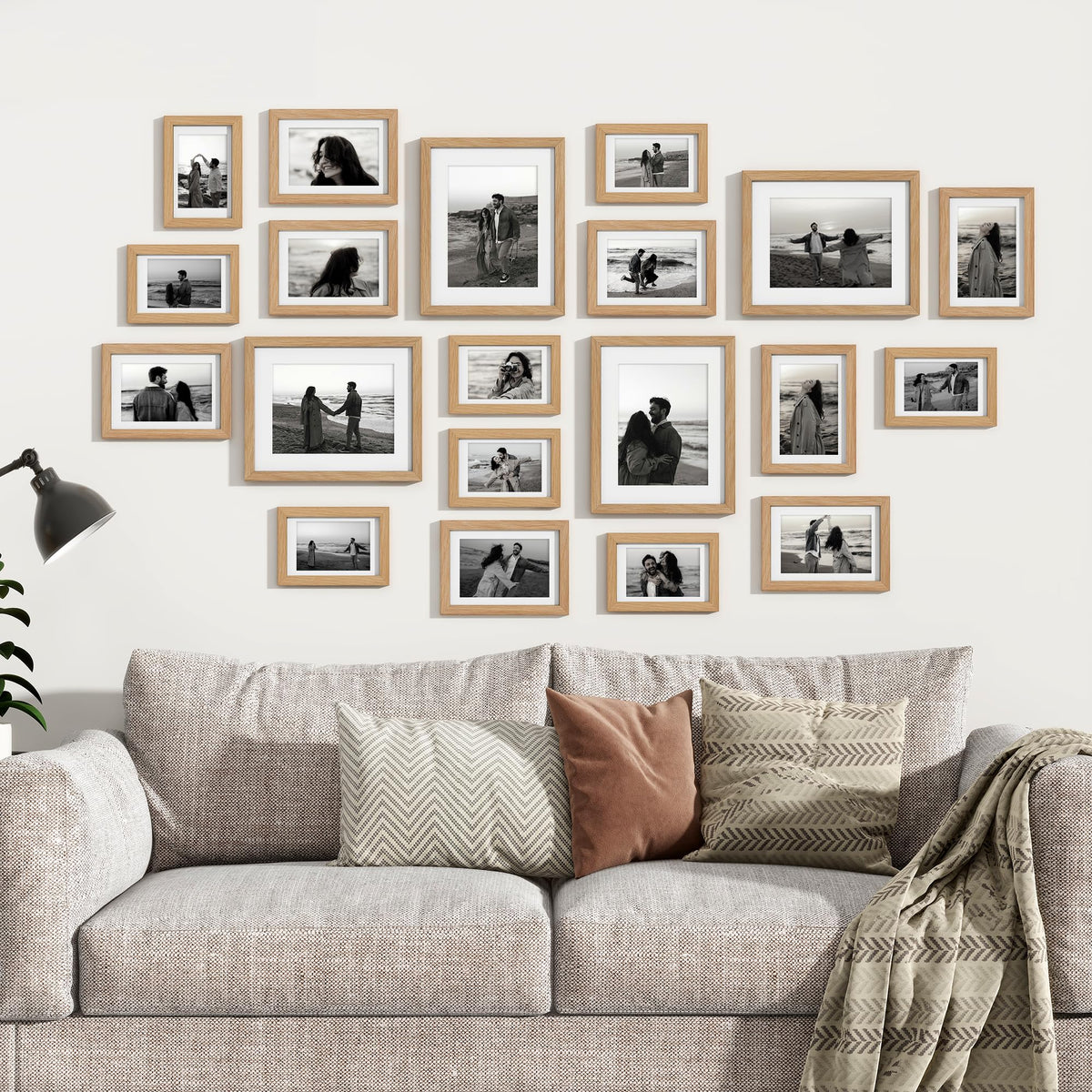 Venusmiles 20 Pack Picture Frames Collage Wall Decor, Gallery Frame Set for Wall Mounting or Tabletop Display, Multi Sizes Including 4pcs 8x10, 8pcs 5x7, 8pcs 4x6, Oak