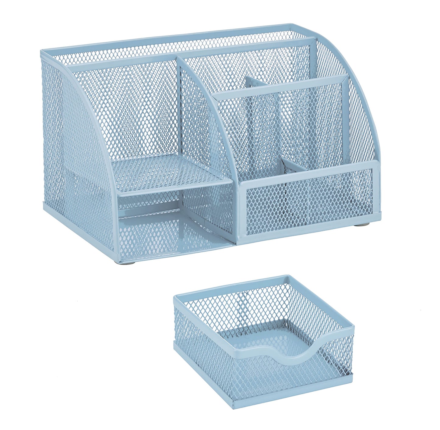 Annova Mesh Desk Organizer Office with 7 Compartments + Drawer/Desk Tidy Candy/Pen Holder/Multifunctional Organizer (New Blue23)