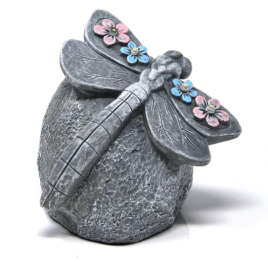 Gift Boutique Solar LED Dragonfly Garden Statue with Lights, Outdoor Resin Rock Decor for Patio Lawn Yard Pathway Flower Bed Decoration