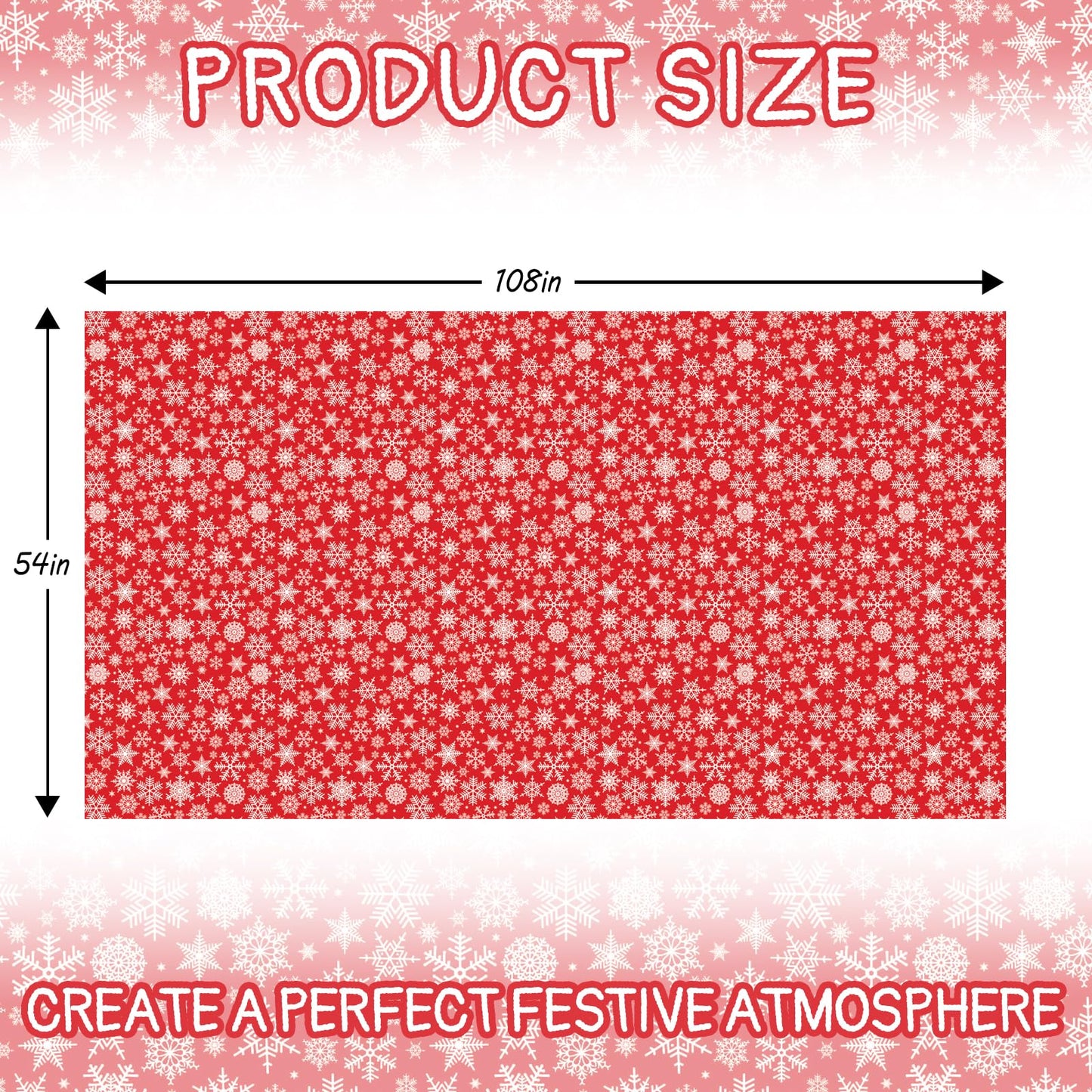 CXPSINC 4 Pack Disposable Snowflake Plastic Tablecloth - Christmas Table Cover for Party Decoration Supplies - 54 x 108 Inches Christmas Tablecloth (Red Snowflake)