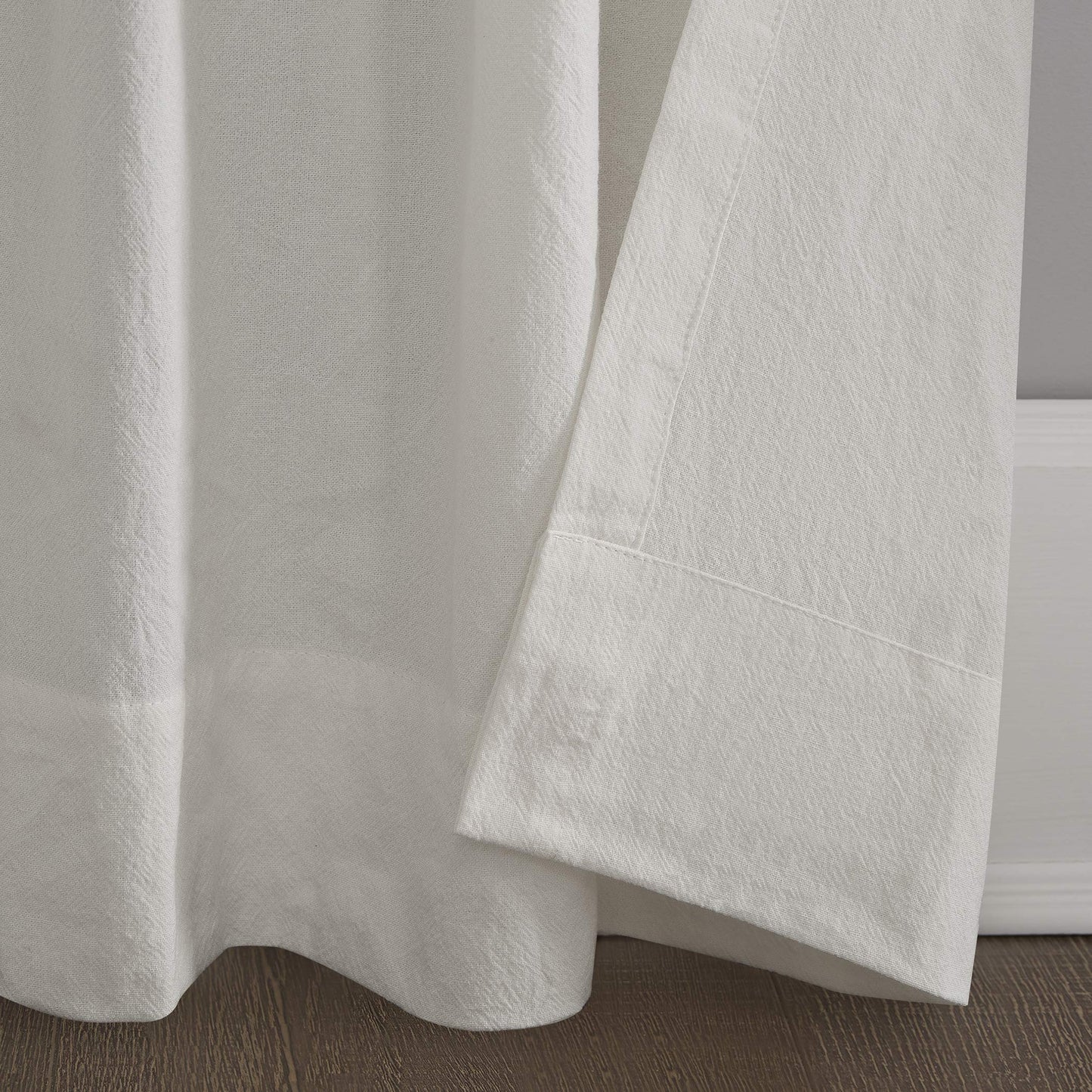 Archaeo - 56538 Washed 100% Cotton Twist Tab Curtain, 52" x 95" Panel, Cream