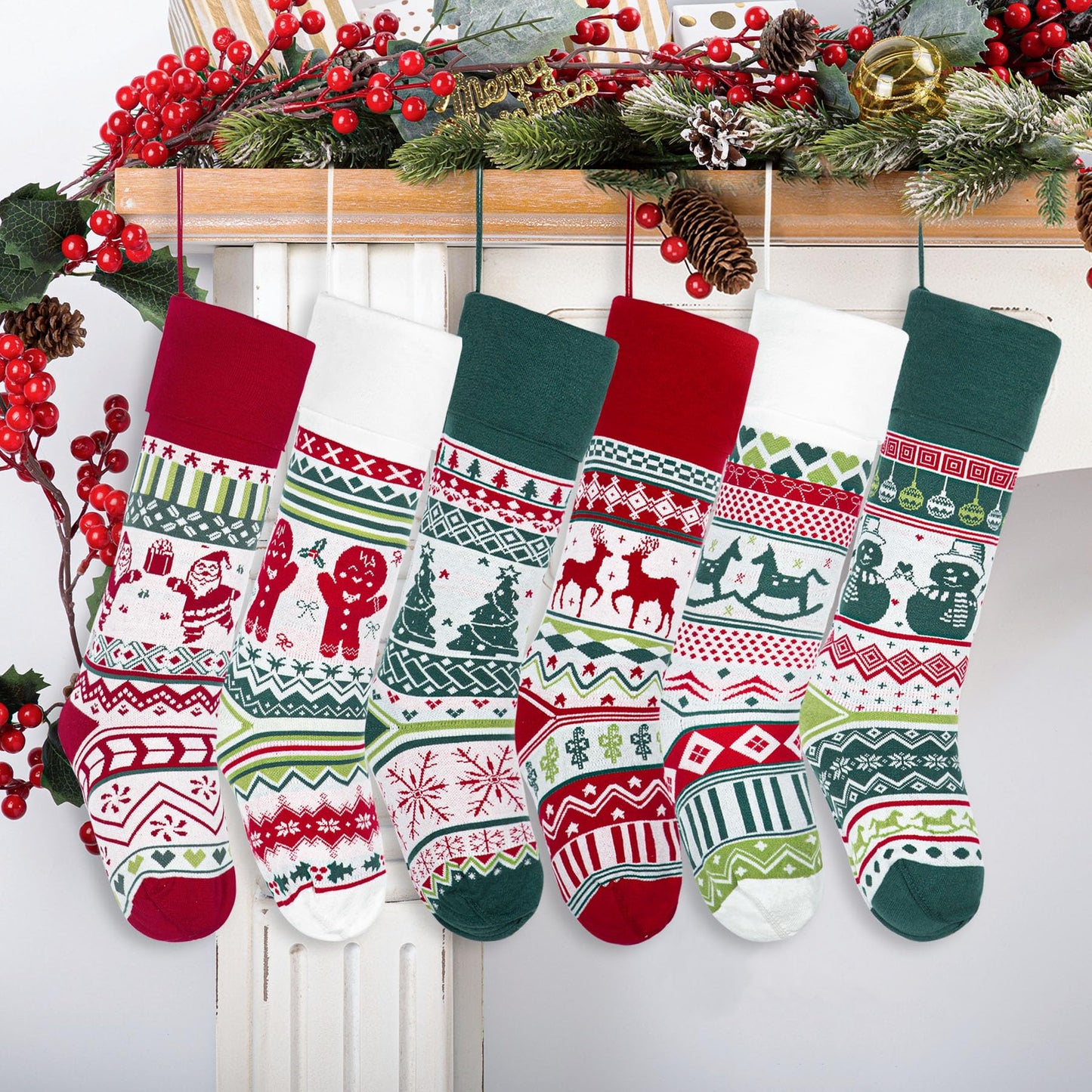 Relosy Christmas Stockings - 18'' Large Knitted Xmas Stocking for Kids,Family Stocking,Gifts & Decorations for Fireplace Christmas Holiday Party