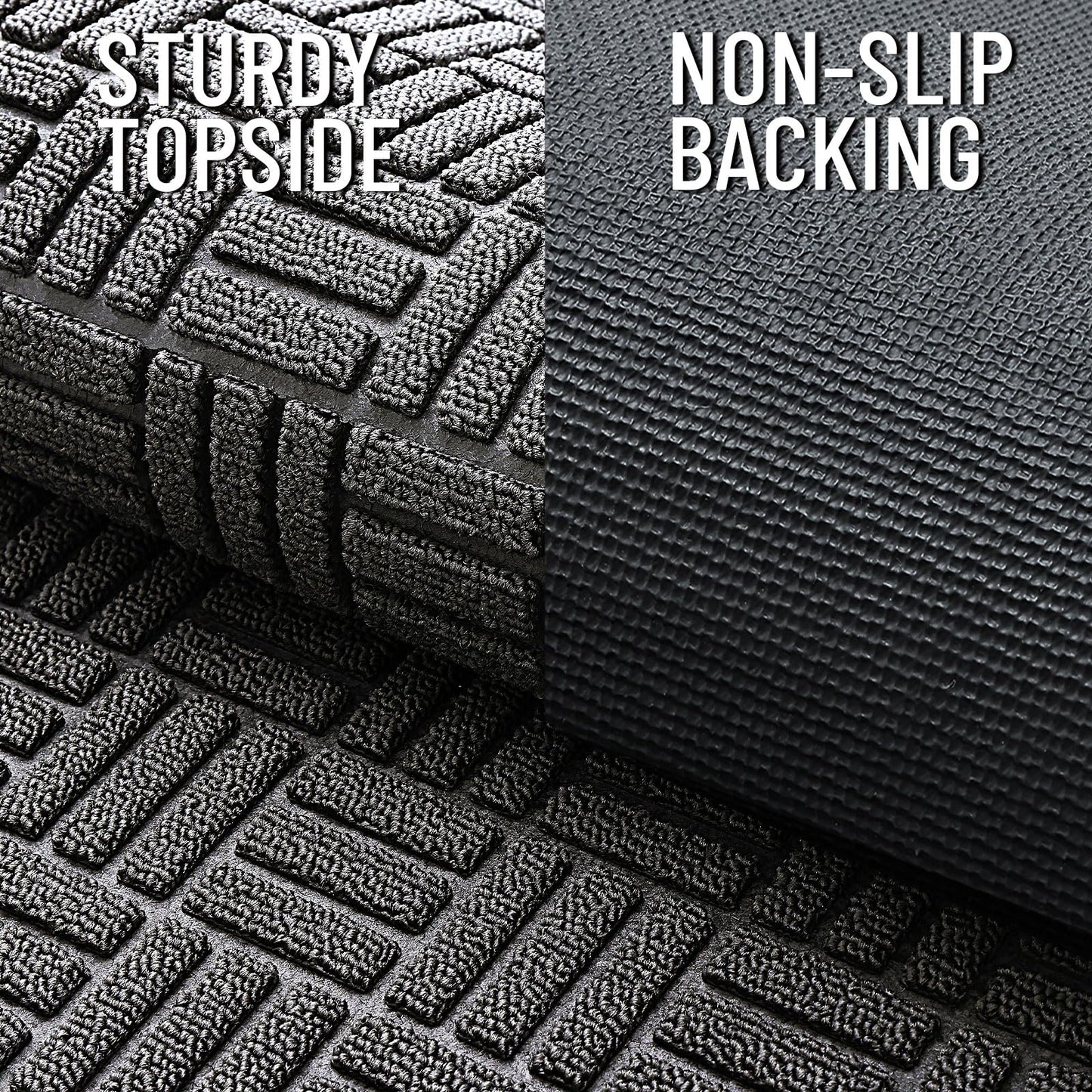 OLANLY Front Door Mat Outside Entrance 29.5x17, Absorbent, Heavy Duty Sturdy Natural Rubber Doormat Indoor Outdoor, Stain and Fade Resistant, Non-Slip Backing Low Profile Floor Mat for Entryway, Grey