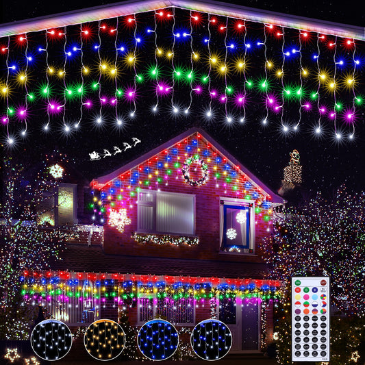 Lomotech 35Ft RGB Color Changing Icicle Lights - Waterproof Christmas Lights with Remote for Holiday, Wedding, Party, Eaves, Outdoor & Indoor Decorations (Non-Connectable)