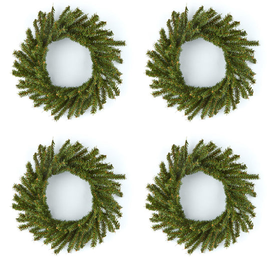Pack of 4 Artificial Pine Wreaths (12 Inch) by Factory Direct Craft - Christmas Holiday Decoration for Front Door, Kitchen Cabinets, Dining Room Chairs and Tables